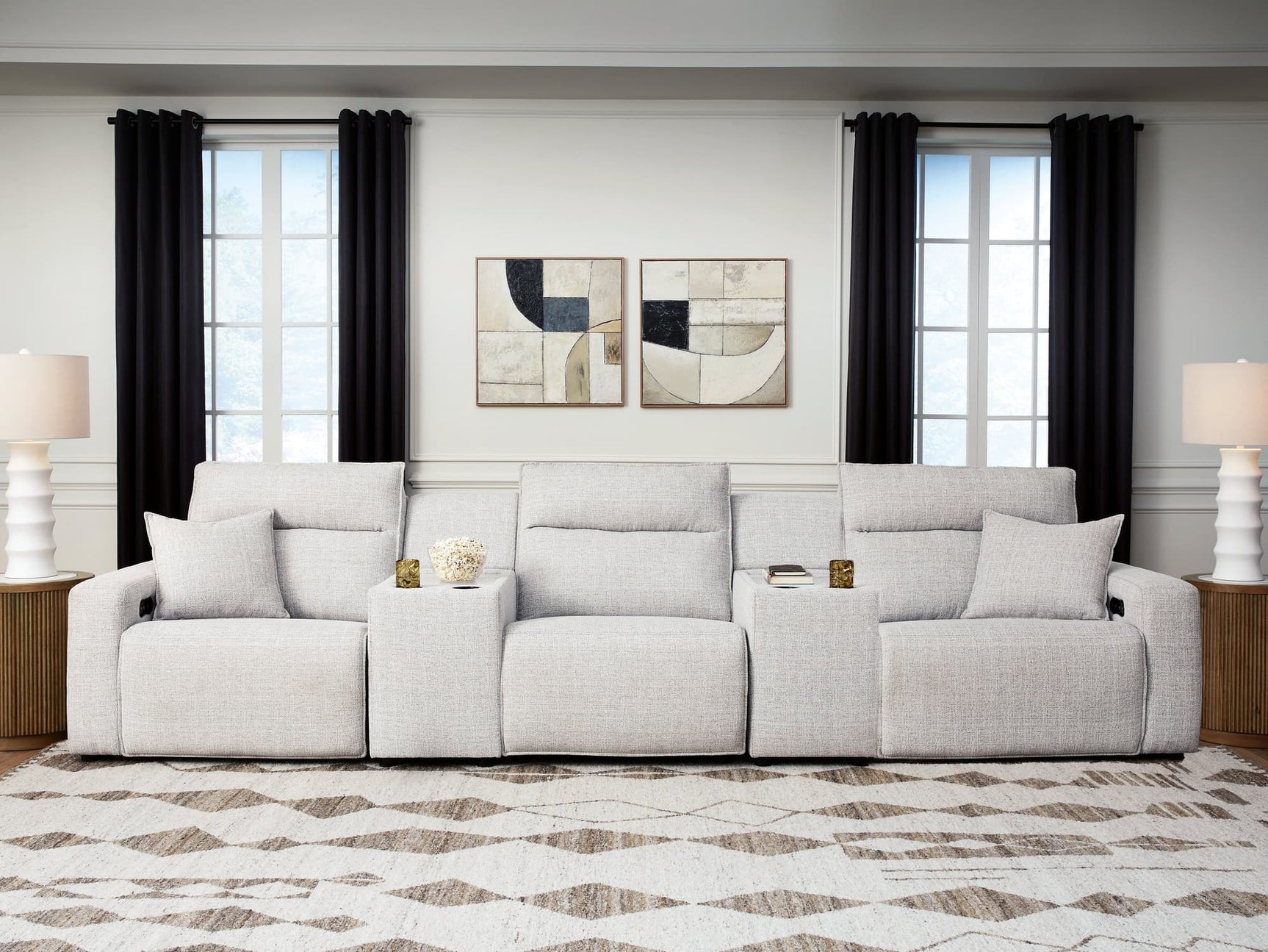Modmax II Stone 5-Piece Power Reclining Sectional with Consoles