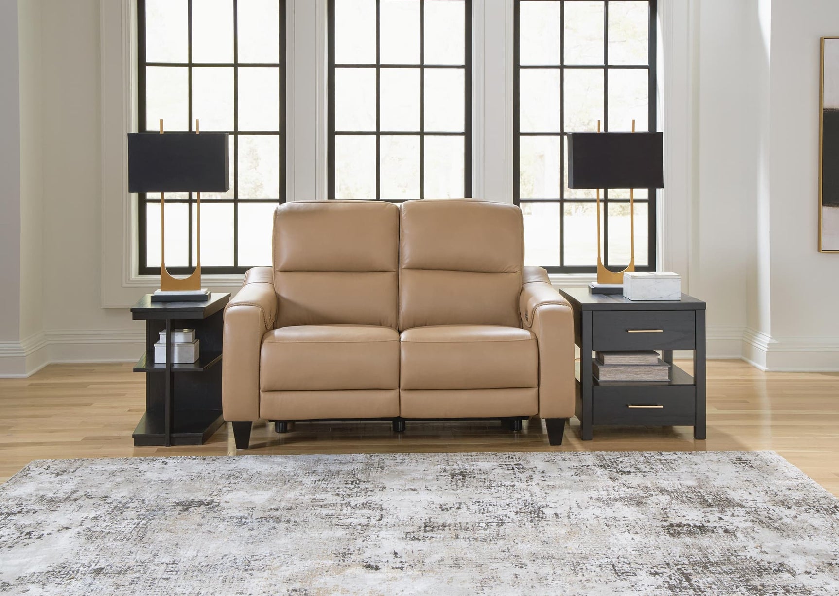 Mosswell Toffee Leather Power Reclining Loveseat