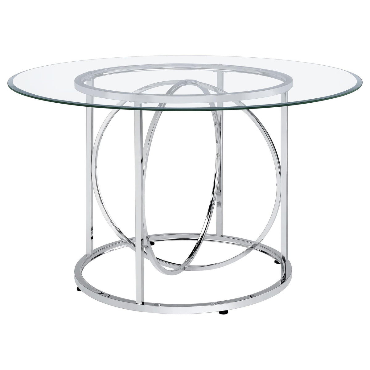 Levy 48-inch Round Glass Top Dining Table Chrome — product view