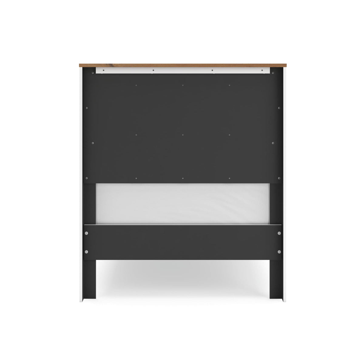 Kerisden White/Brown Twin Panel Complete Bed Frame — back view
