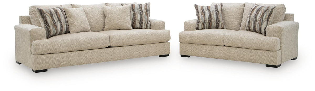 Lofwood Oatmeal Sofa and Loveseat Set — product image 2
