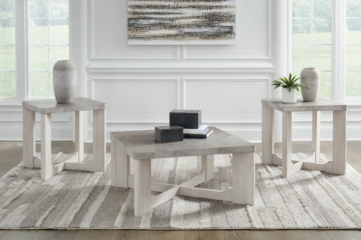 Whitewash Coffee Table with Two End Tables — product view