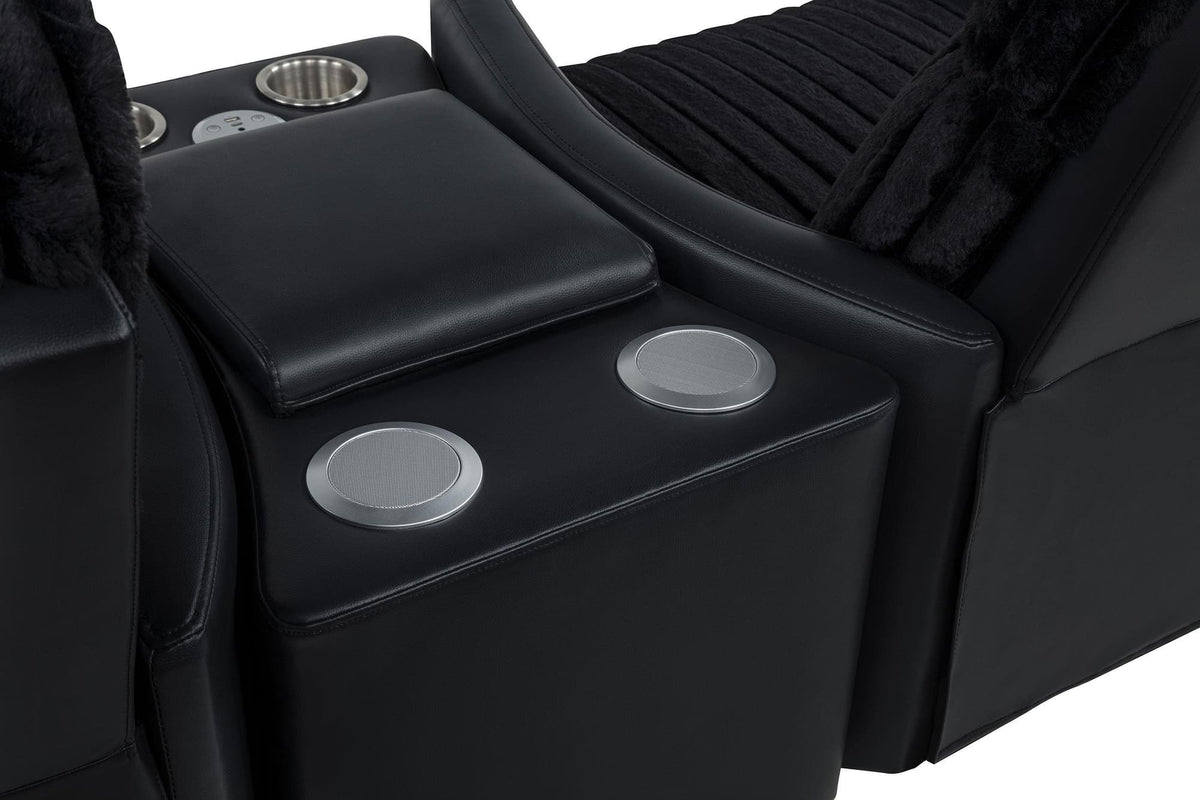 Madden Faux Leather Bluetooth Audio Console with Power Outlet Black — product image 10