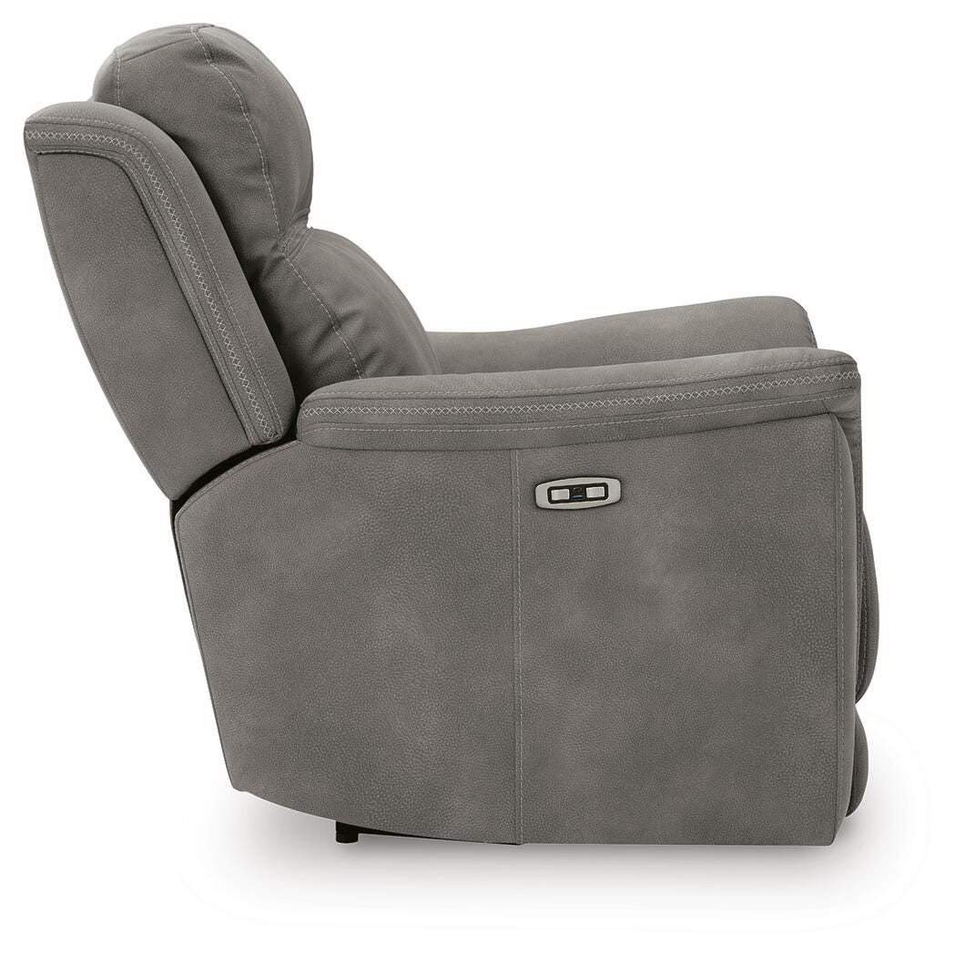 Next-Gen Durapella Slate Microfiber Power Recliner — side view