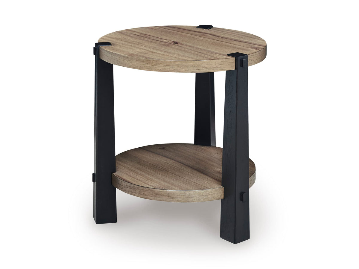 Light Brown and Black Coffee Table and End Table Set — product image 3