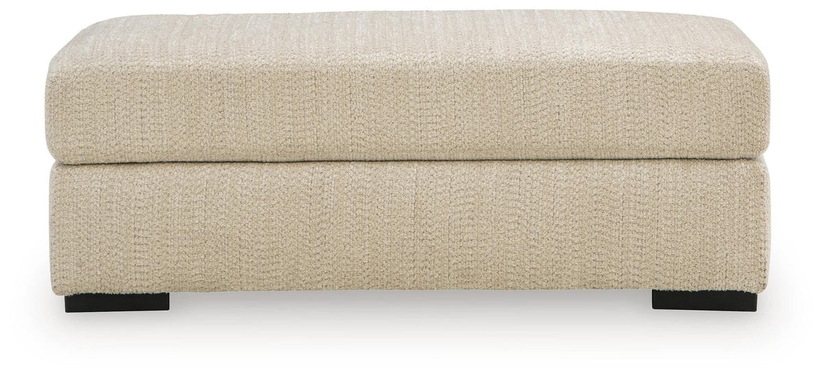 Lofwood Oatmeal Chenille Ottoman — front view