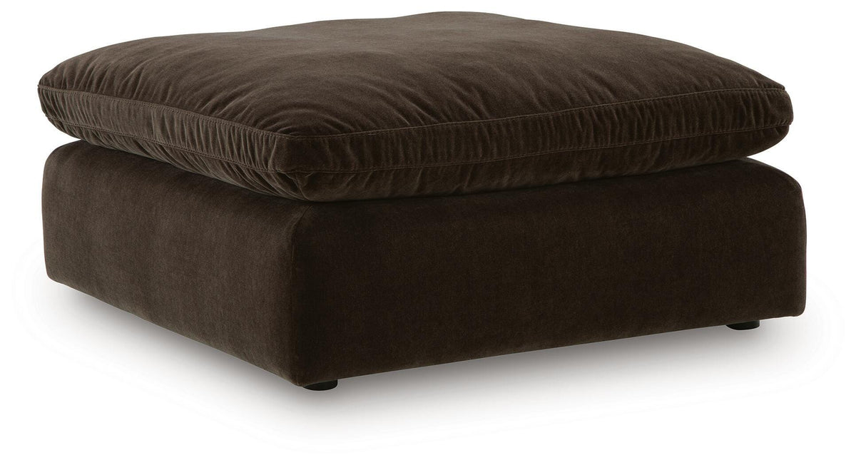 Maxton Heights Bittersweet Chenille Velvet Oversized Accent Ottoman — angled view
