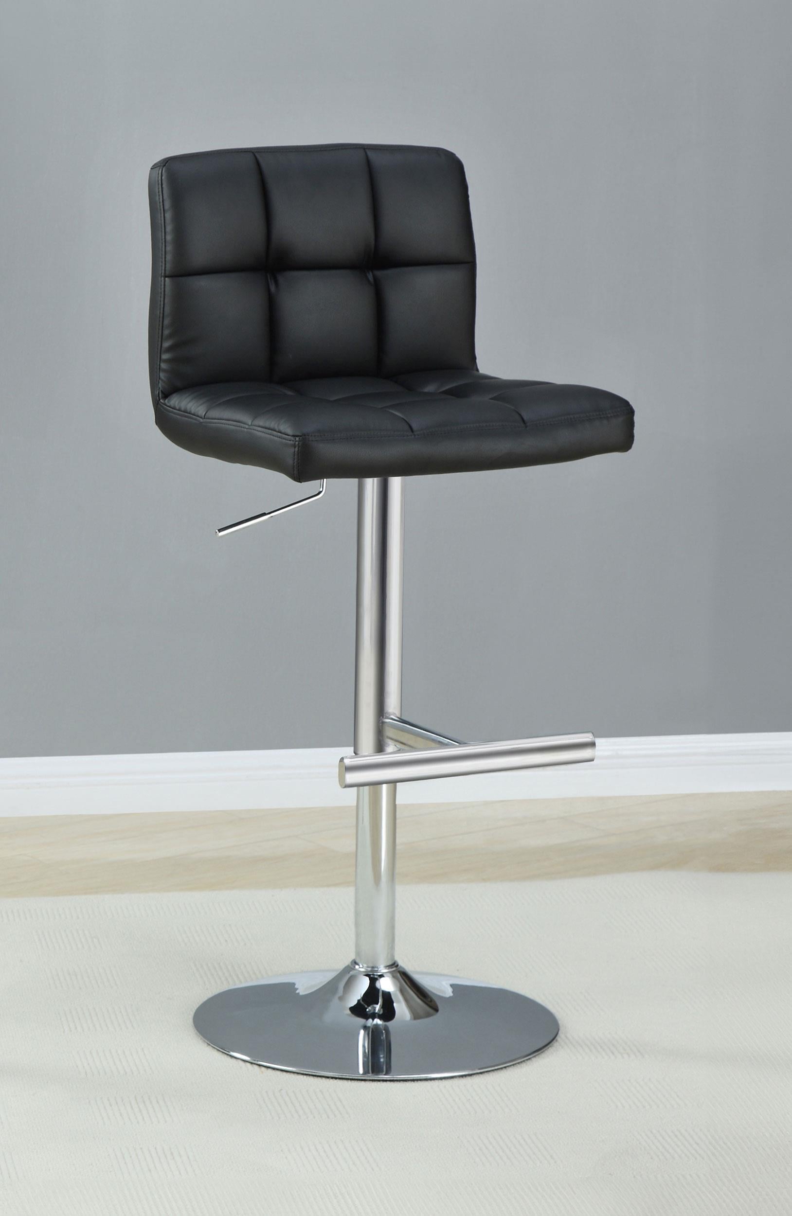 Adjustable Height Bar Stools Chrome and Black (Set of 2)