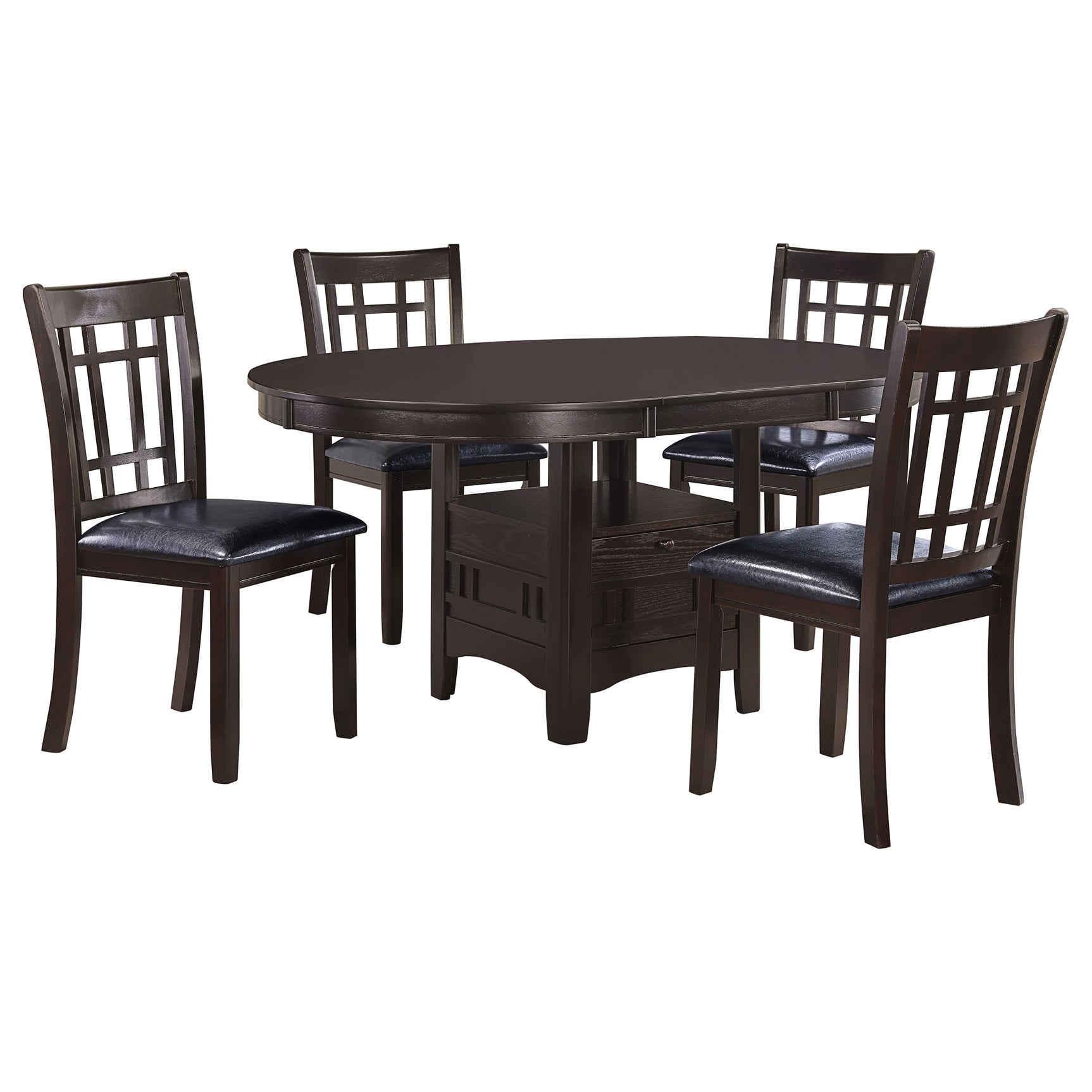 Lavon Espresso Oval Extension Leaf Dining Room Set