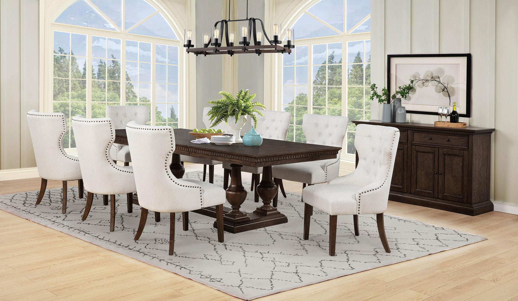 Ridgewell Rectangular Trestle Dining Table Dark Oak