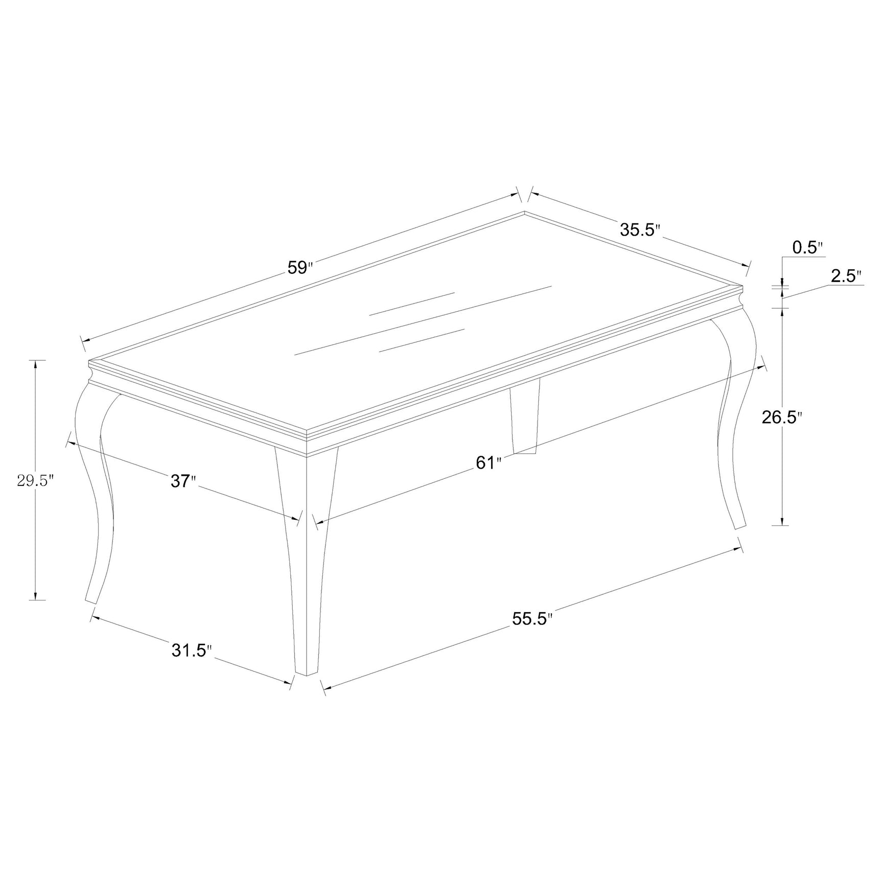 Carone Blue 61-inch Rectangular Glass Dining Room Set
