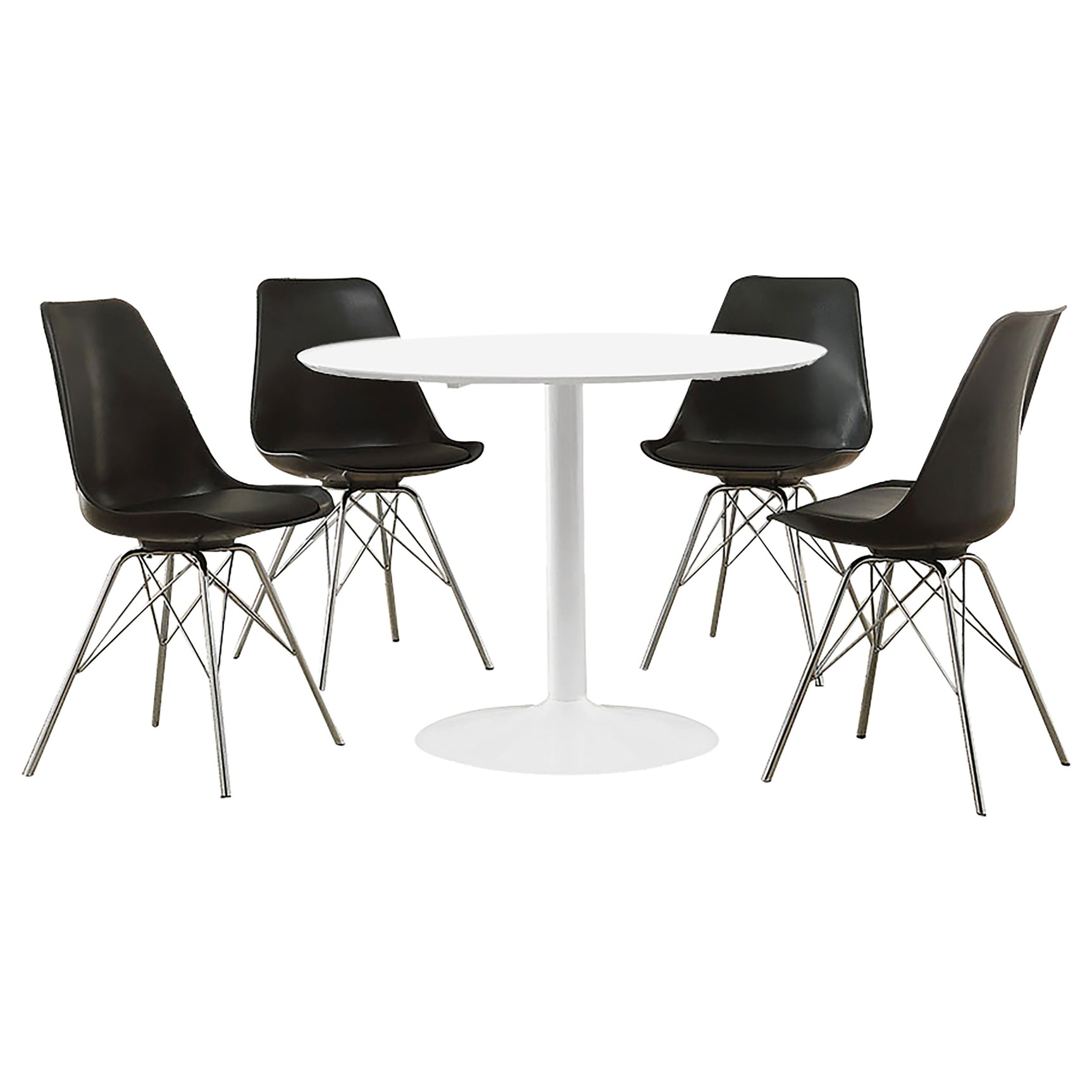 Lowry White Black Round Dining Room Set
