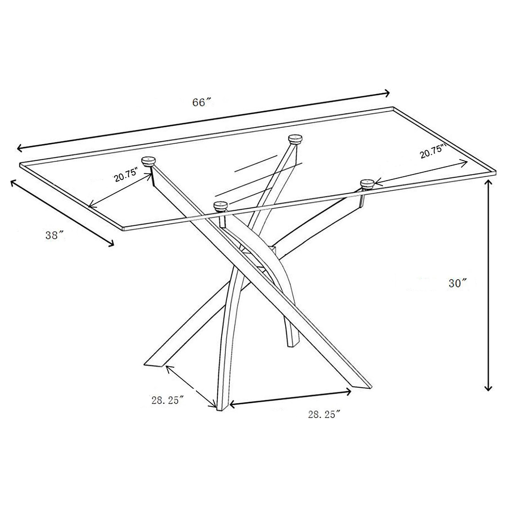 Carmelo Modern Chrome and Clear Glass Rectangular Dining Set with 4 Upholstered Chairs