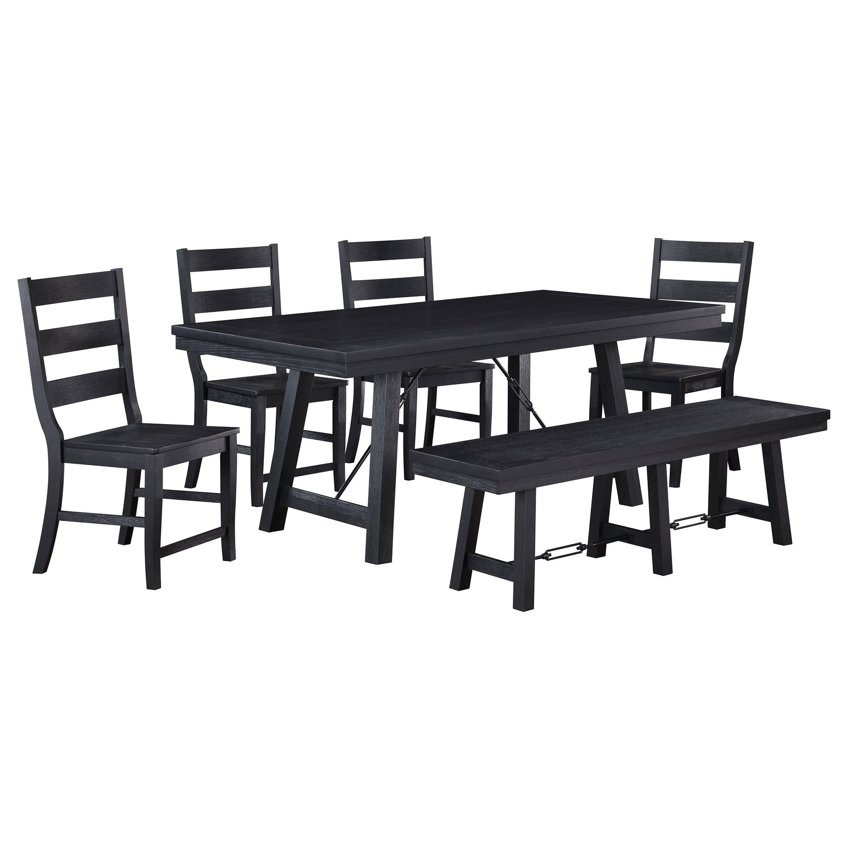 Newport Black Rectangular Trestle Dining Room Set
