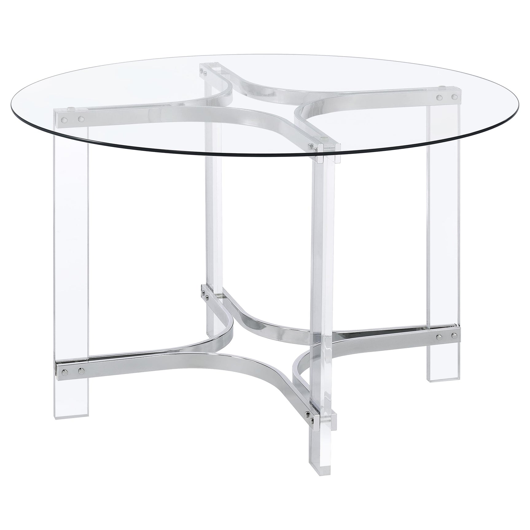 Keeling Chrome Round Glass Top Acrylic Dining Set