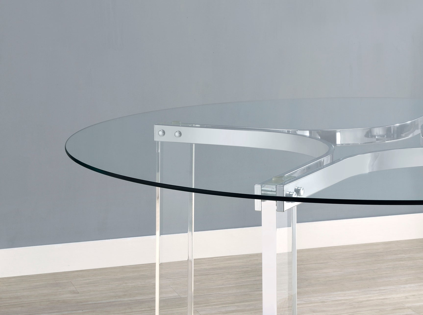 Keeling Chrome Round Glass Top Acrylic Dining Set