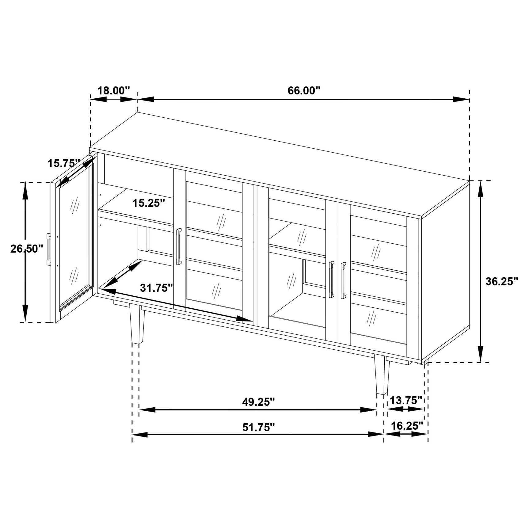 Middleton 4-door Sideboard Server with Dual Drawers Natural