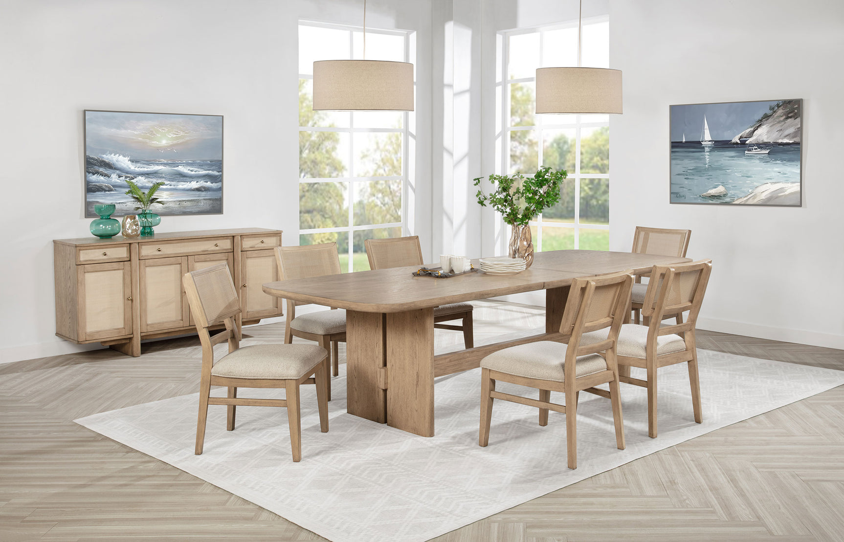 Kailani Beige Oak Rectangular Wood Dining Room Set