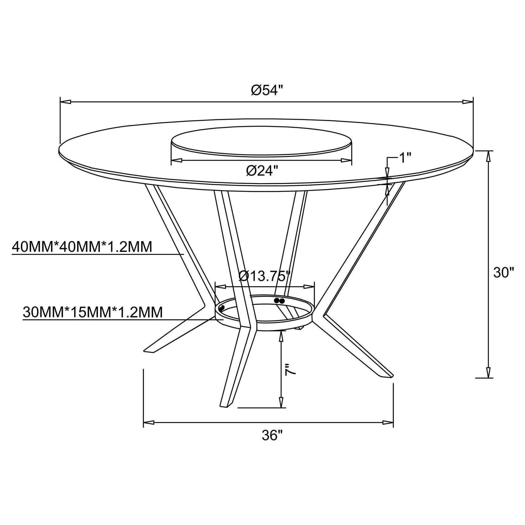 Abby Lazy Susan White Chrome Circular Dining Room Set