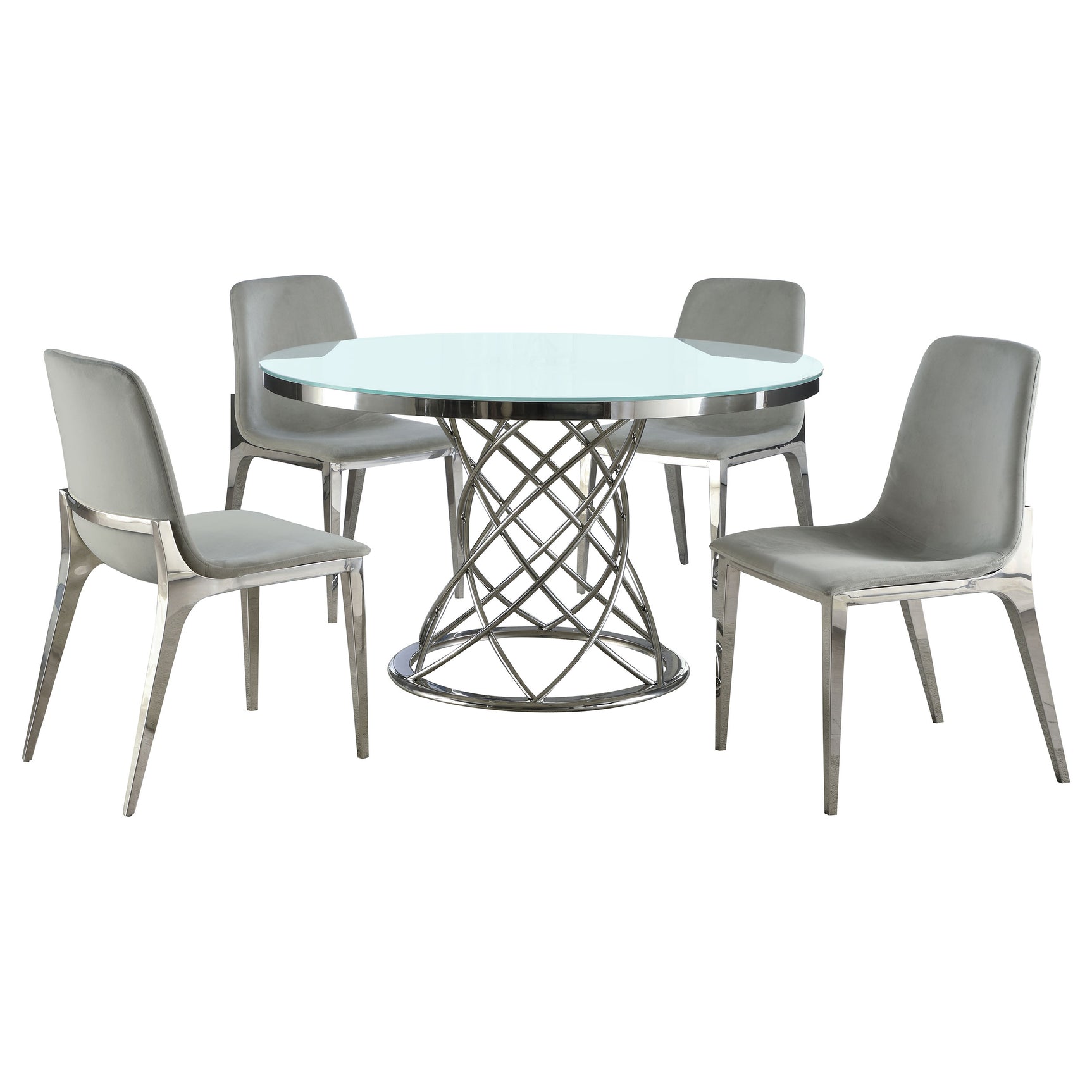 Irene Gray Round Glass Top Dining Room Set