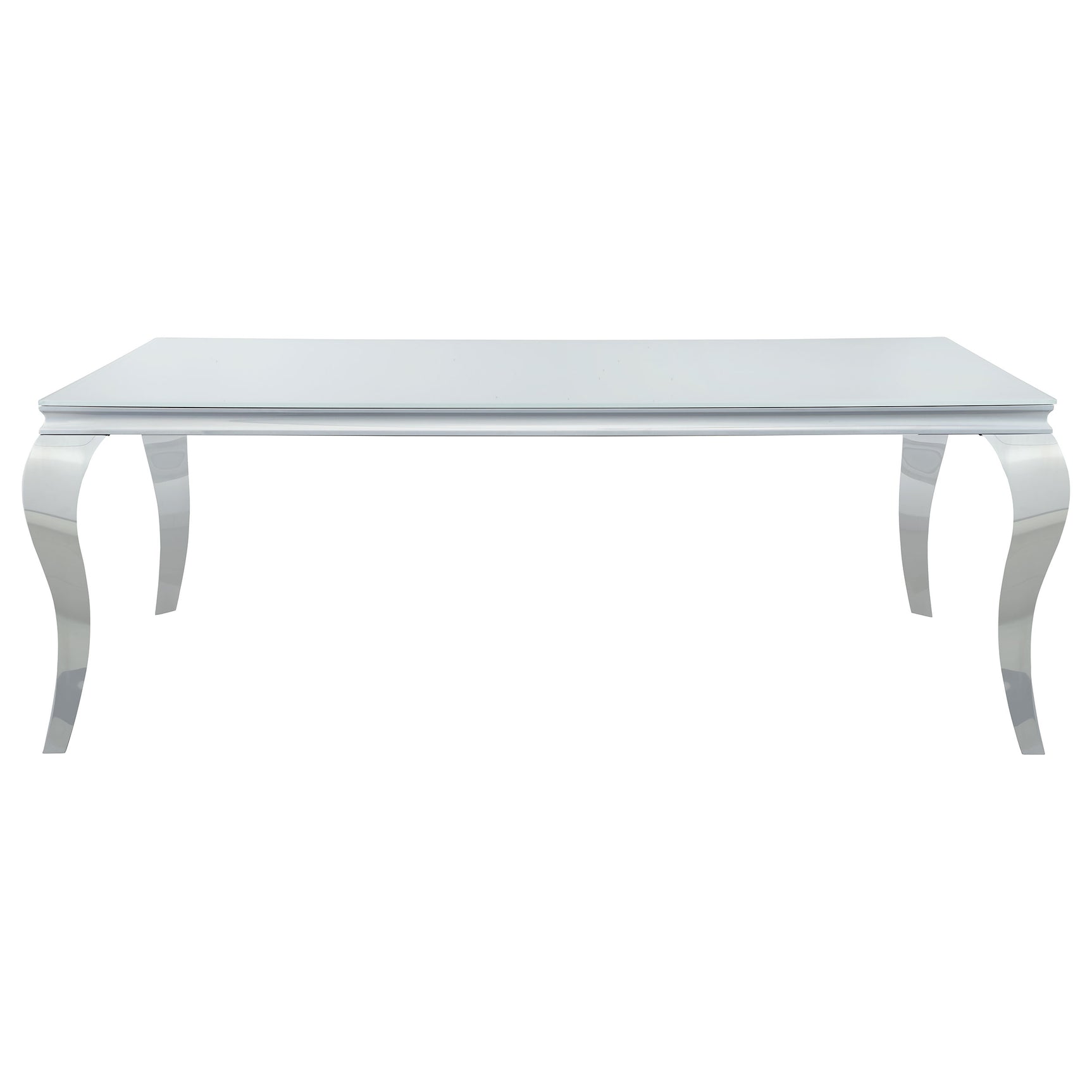 Carone White Teal 81-inch Rectangular Glass Dining Room Set