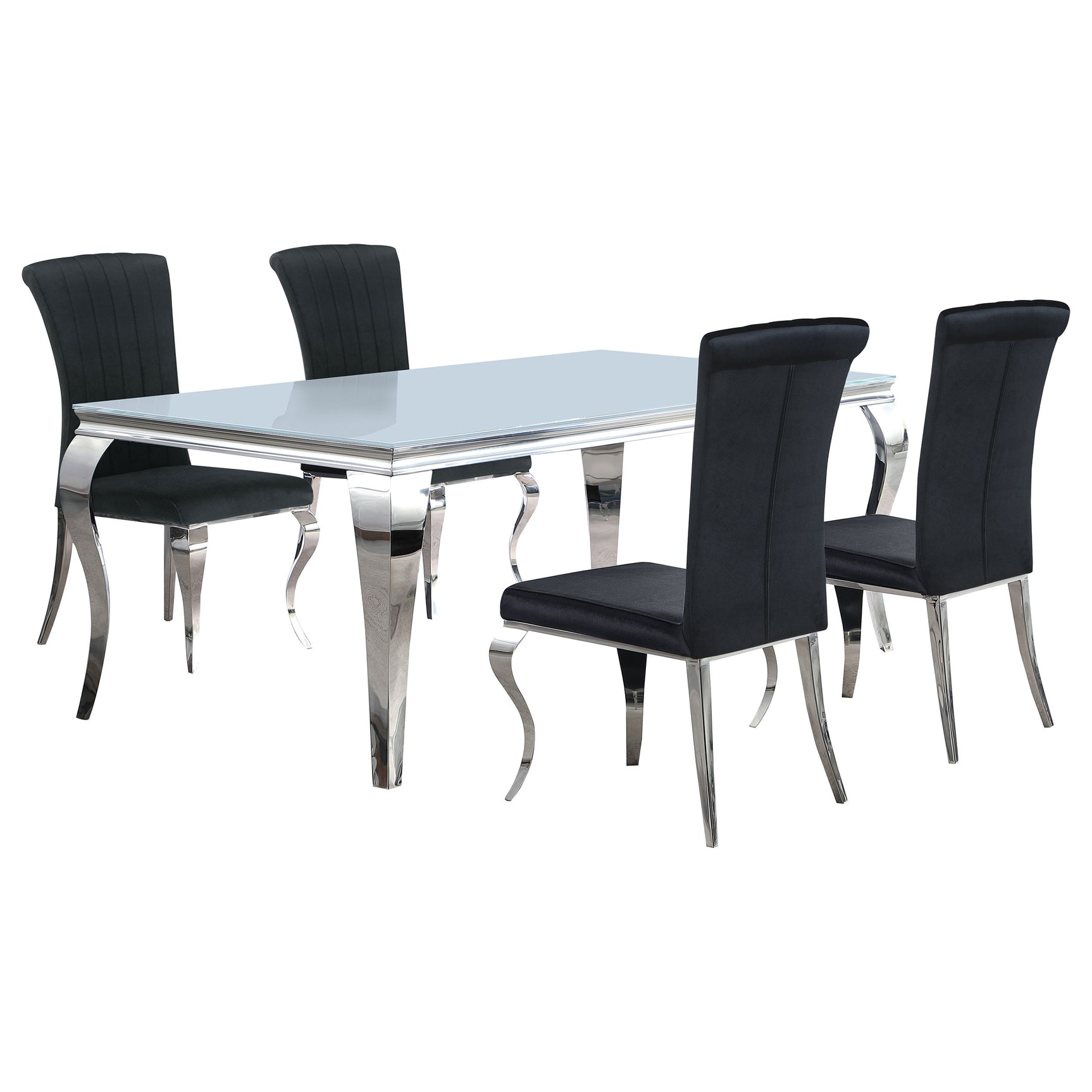 Carone White Black 81-inch Rectangular Glass Dining Room Set