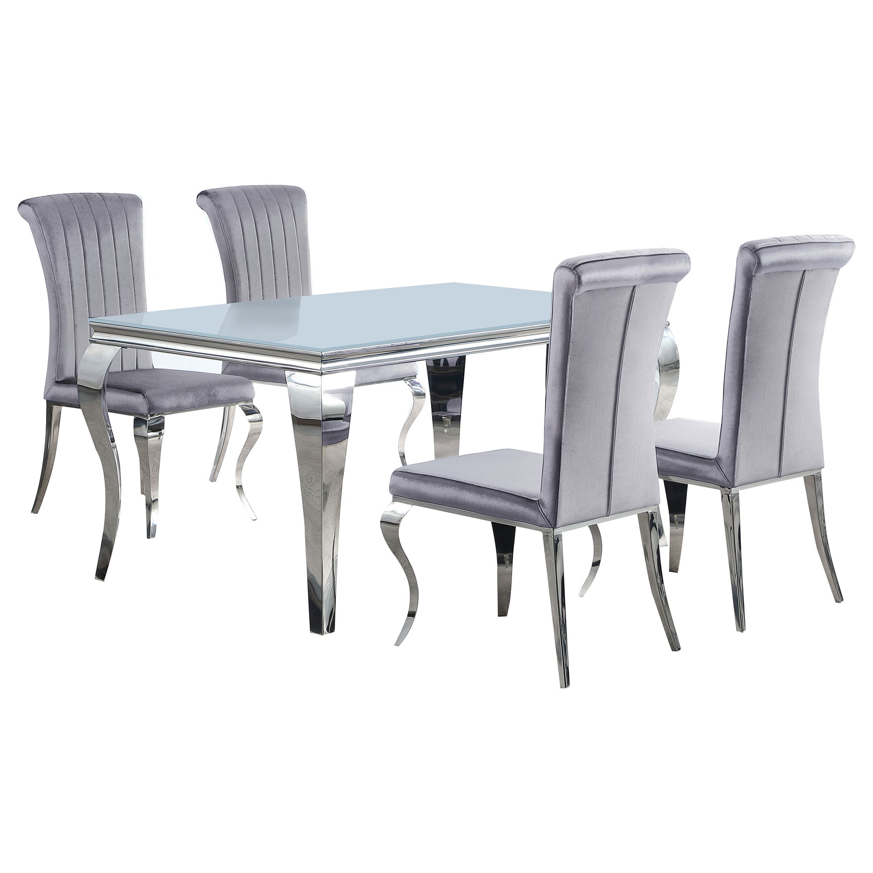 Carone White Gray II 81-inch Rectangular Glass Dining Room Set