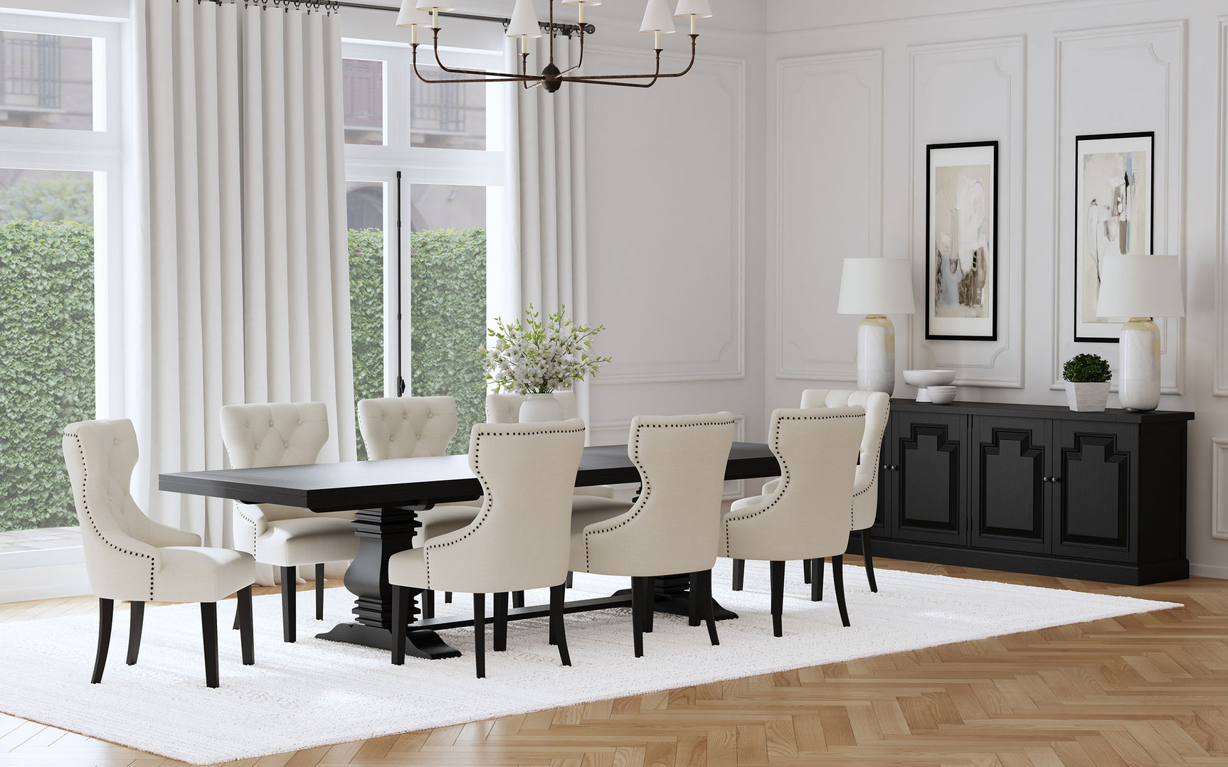 Florence Beige 126-inch Extension Dining Room Set
