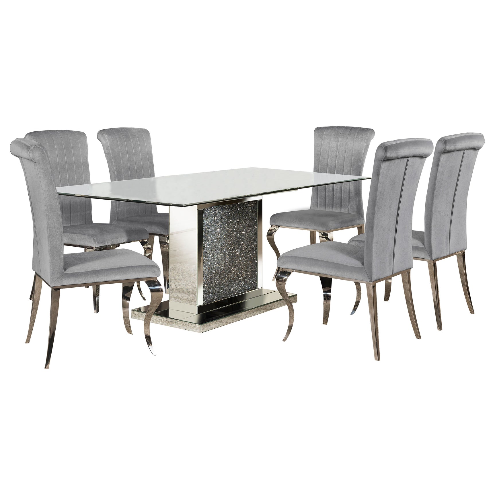Marilyn Gray Rectangular Mirrored Dining Room Set