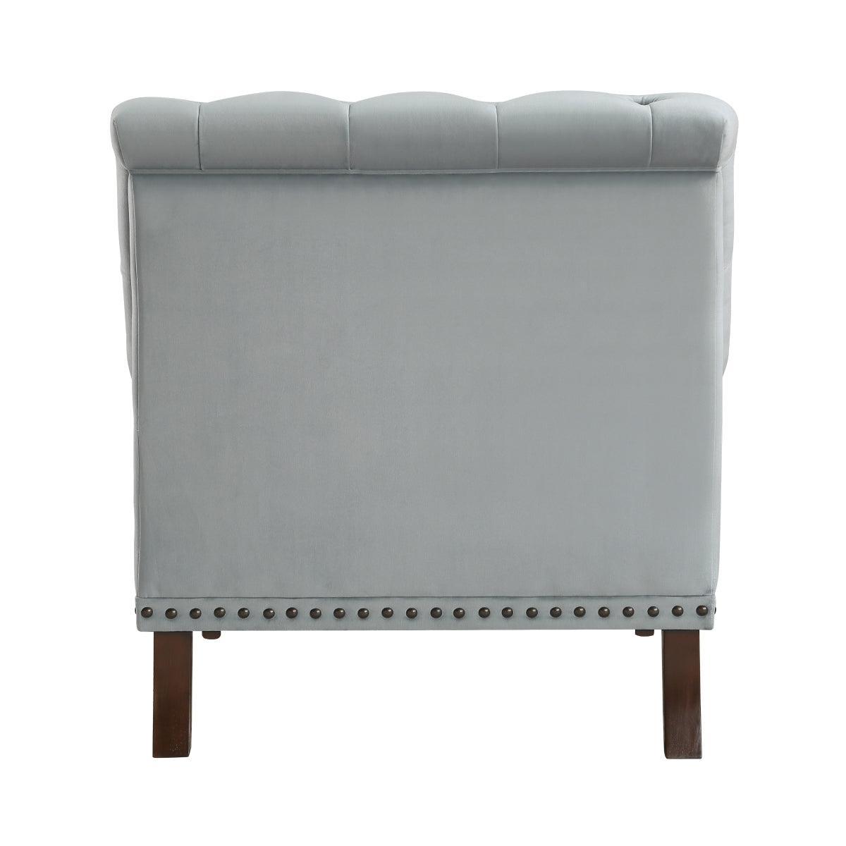 Holland Park Gray Solid Wood And Plywood Velvet Fabric Upholstery Tufted Accent Chair - Ella Furniture