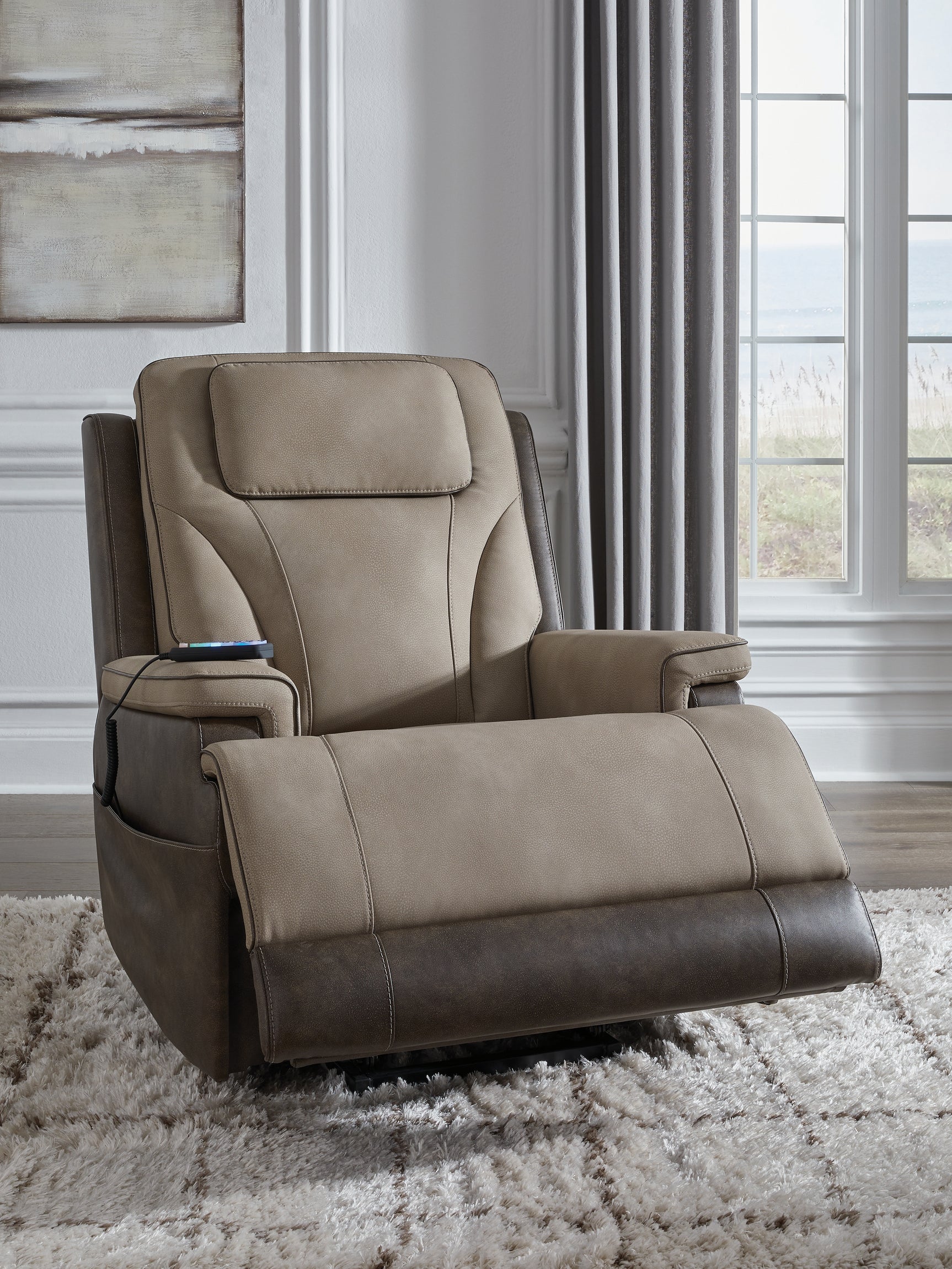 4Z-Peaceful Pause Sand Microfiber,Next-Gen DuraPella Power Lift Recliner