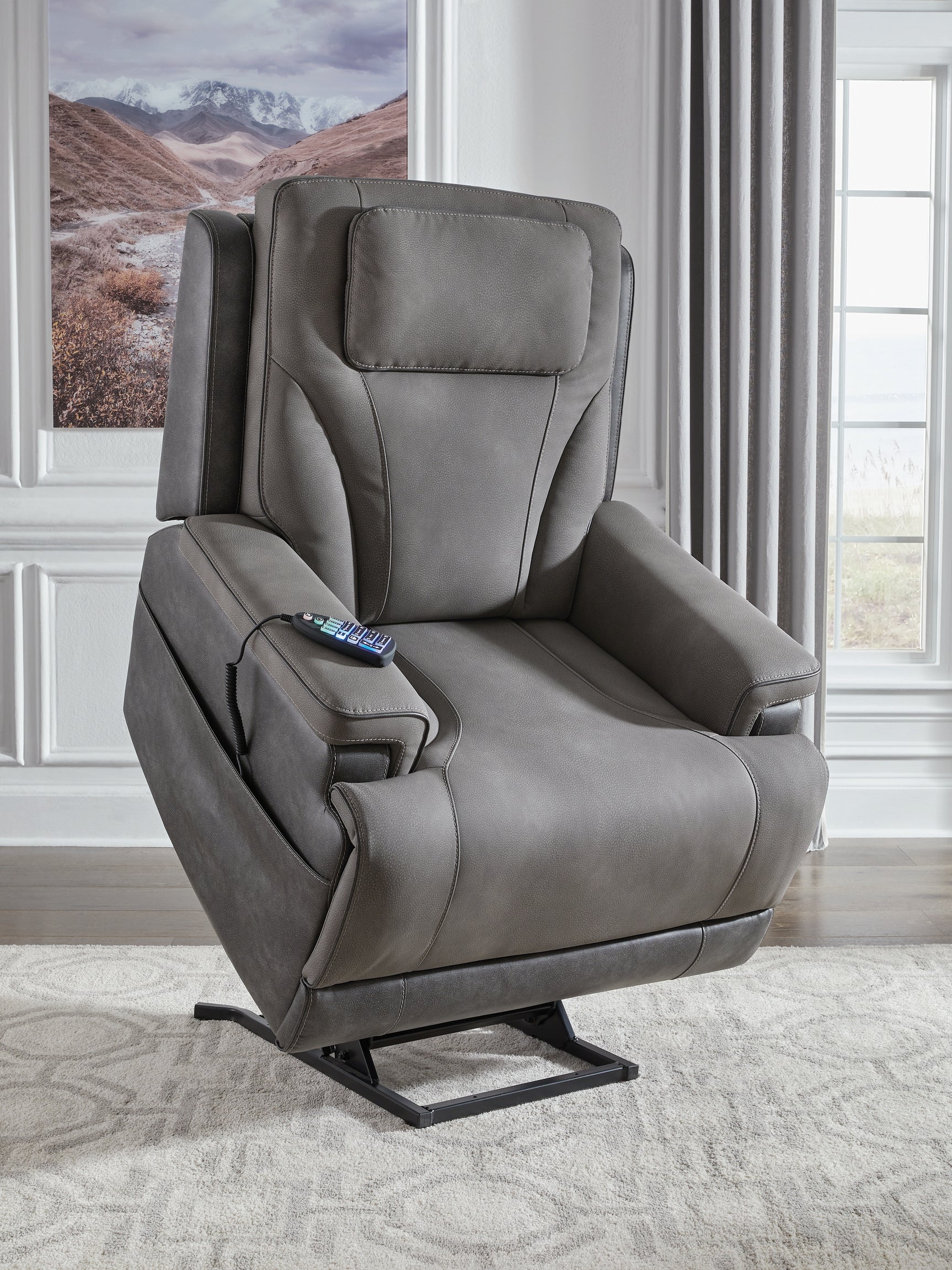 4Z-Peaceful Pause Slate Microfiber,Next-Gen DuraPella Power Lift Recliner