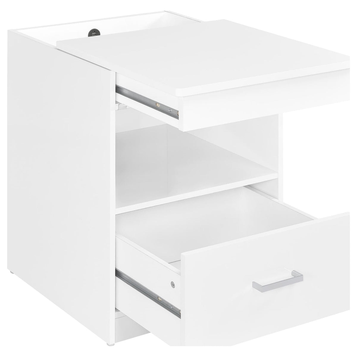 Fabre 1-Drawer Extendable Top Nightstand White High Gloss — product image 3