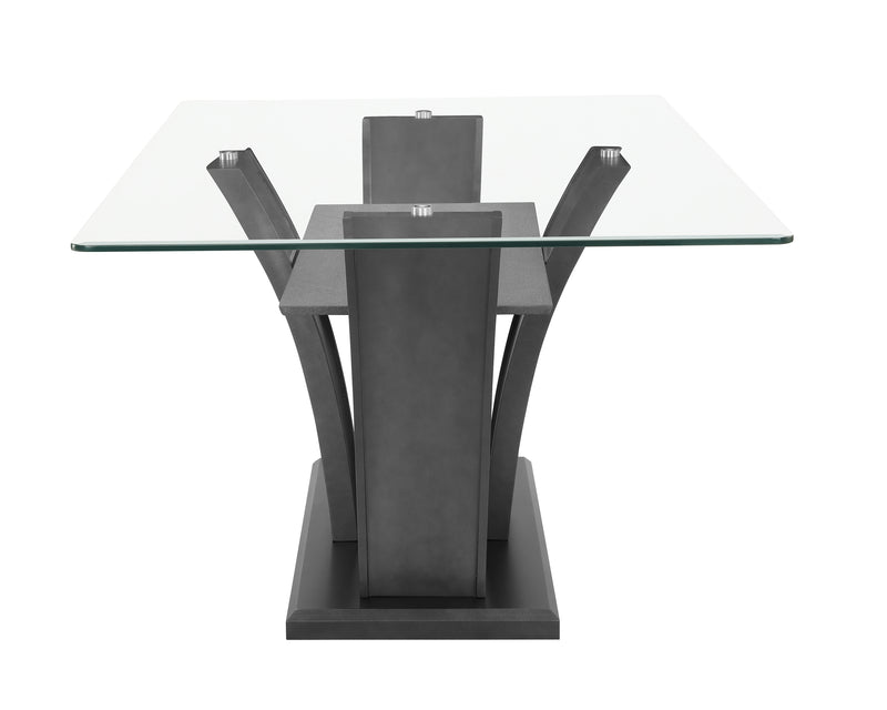 Camelia Gray Modern And Sleek Metal Glass Rectangular Dining Room Set - Ella Furniture