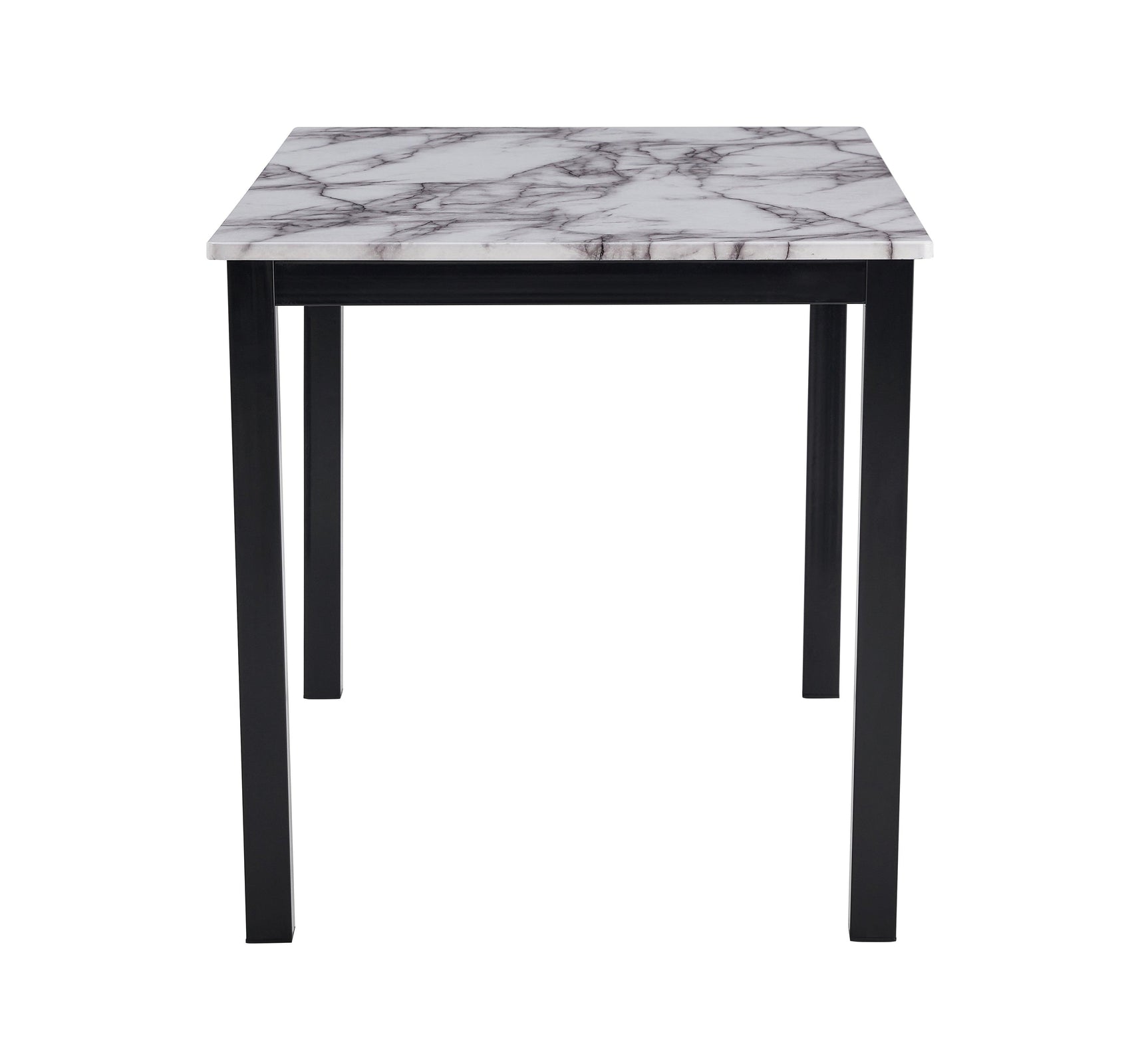 Aiden White/Black Marble Modern Wood And Veneers Rectangular 5-Piece Dining Room Set - Ella Furniture