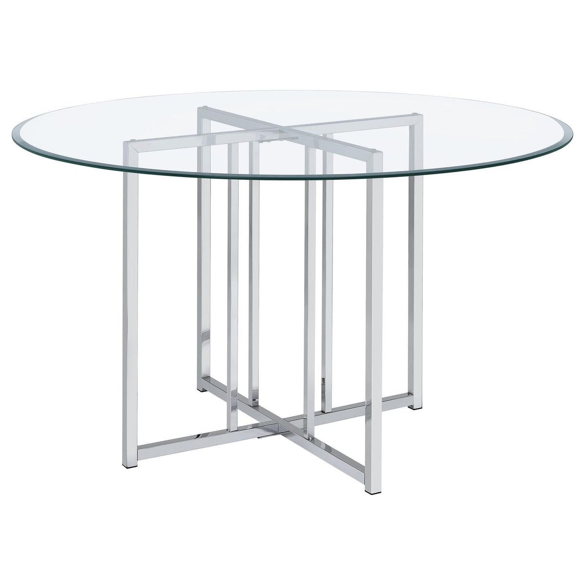 Pace 48-inch Round Glass Top Dining Table Chrome — product image 3