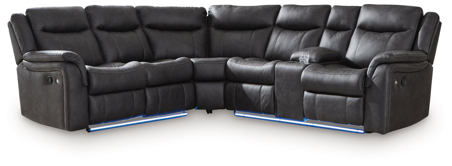 Sultan Meadow Carbon Faux Leather 2-Piece Reclining Sectional