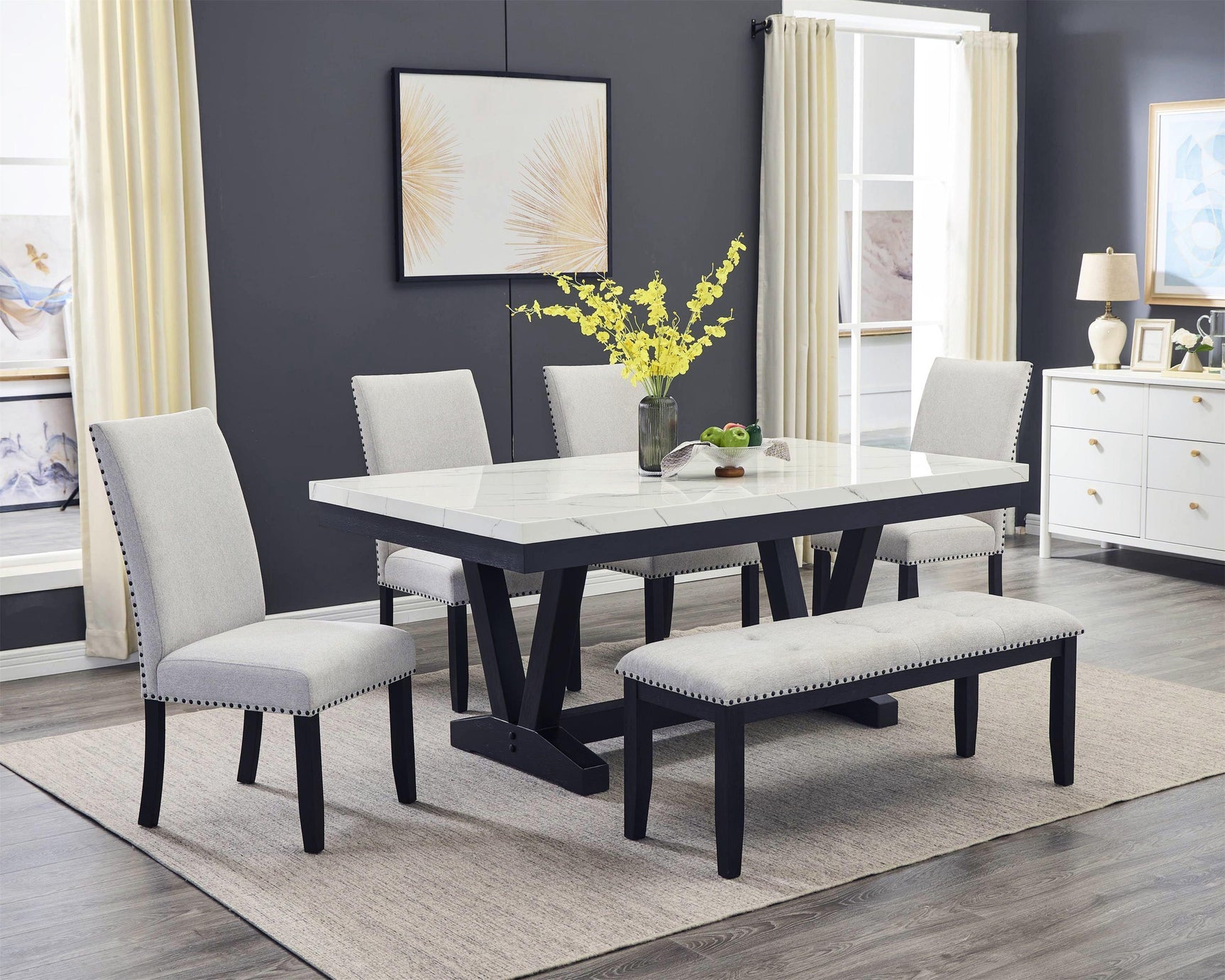 Vance Dove Gray Rectangular Dining Room Set