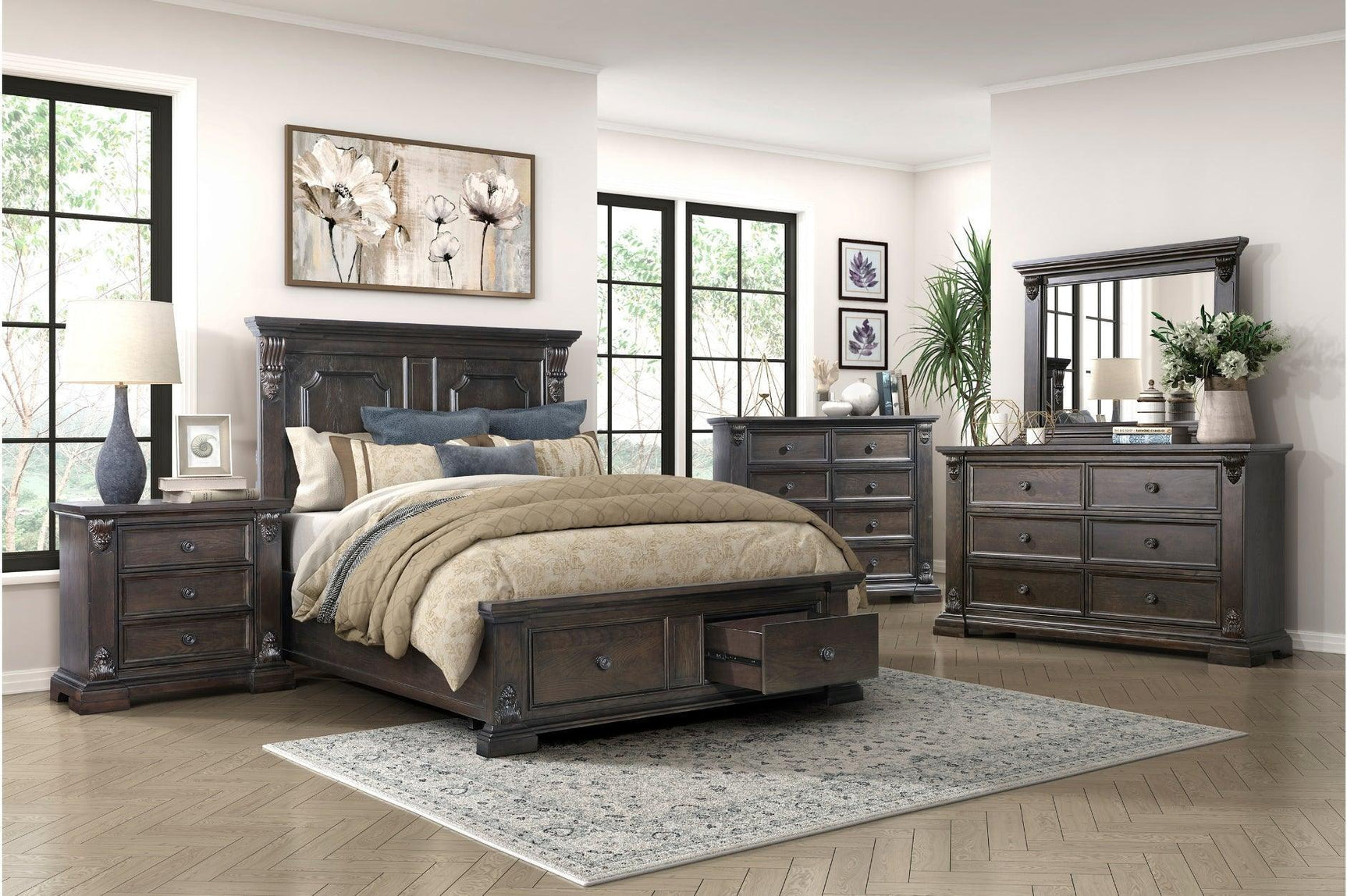Cornwall Espresso Storage Platform Bedroom Set