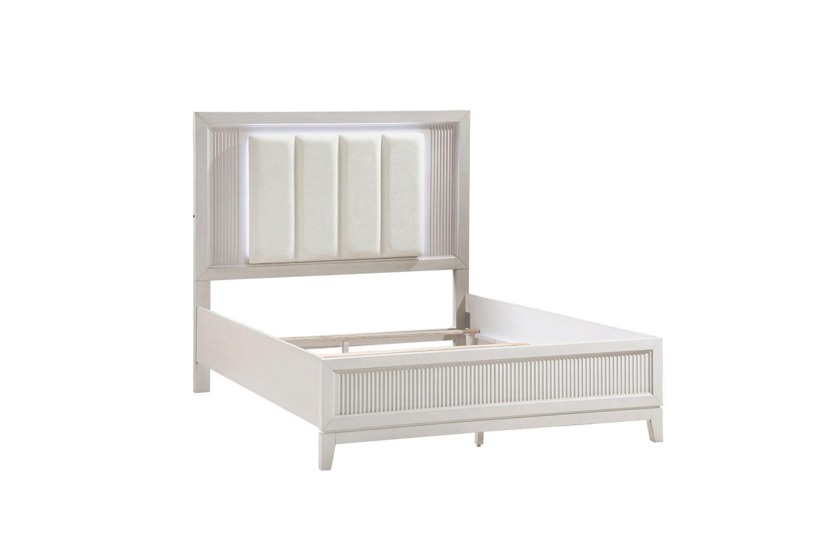 Florence Antique White Upholstered LED Panel Bedroom Set