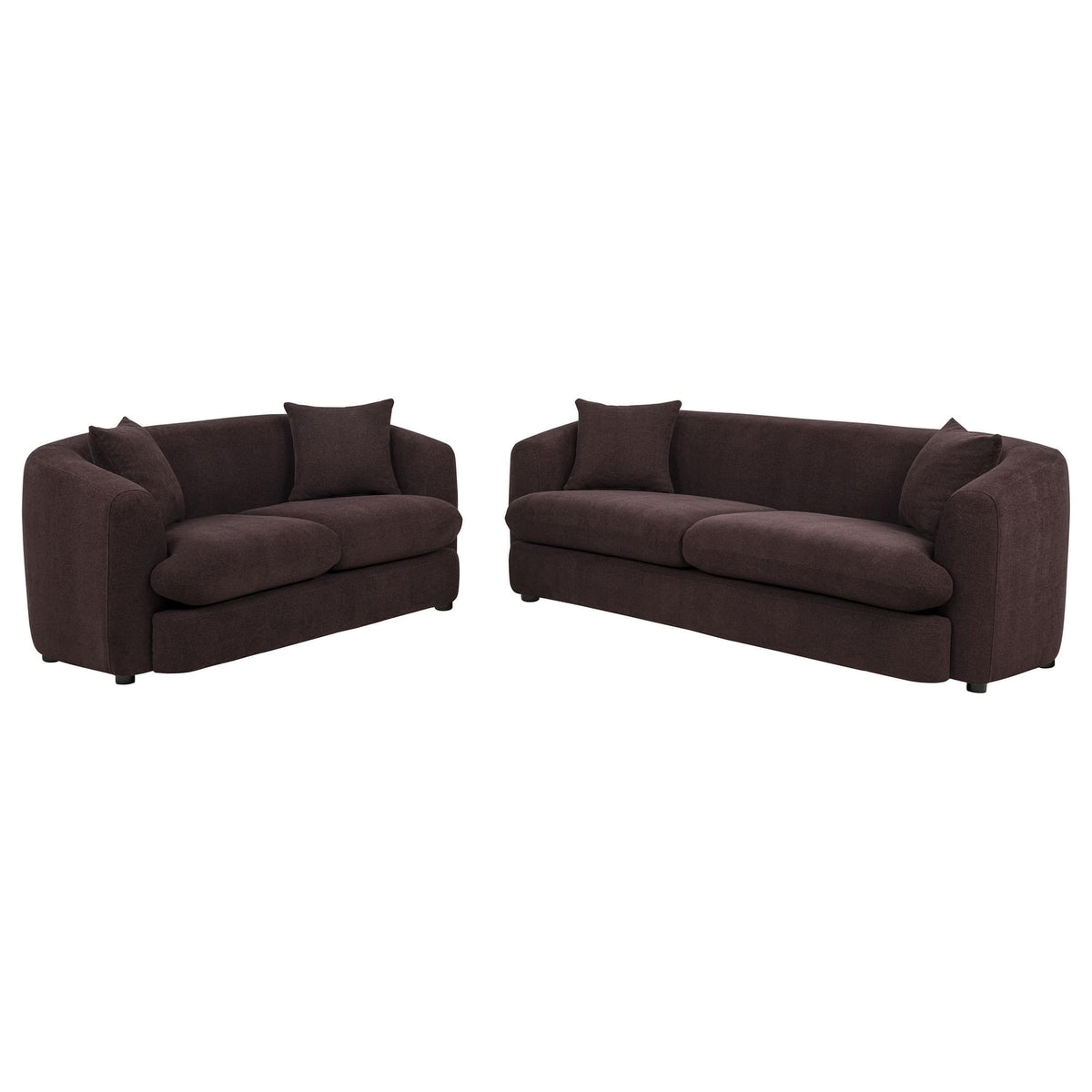 Delroy 2-Piece Stationary Sofa Set in Aubergine Polyester — product view