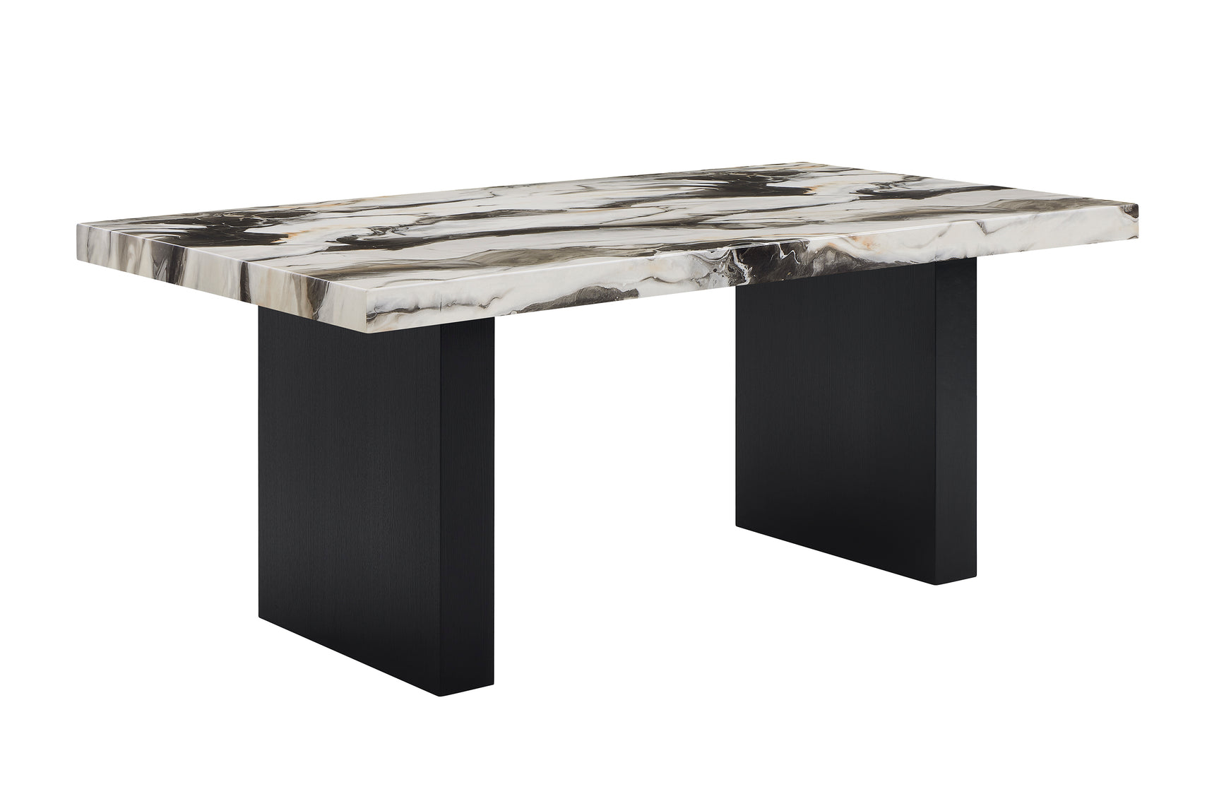 Vega Brown Black Faux Marble Dining Room Set