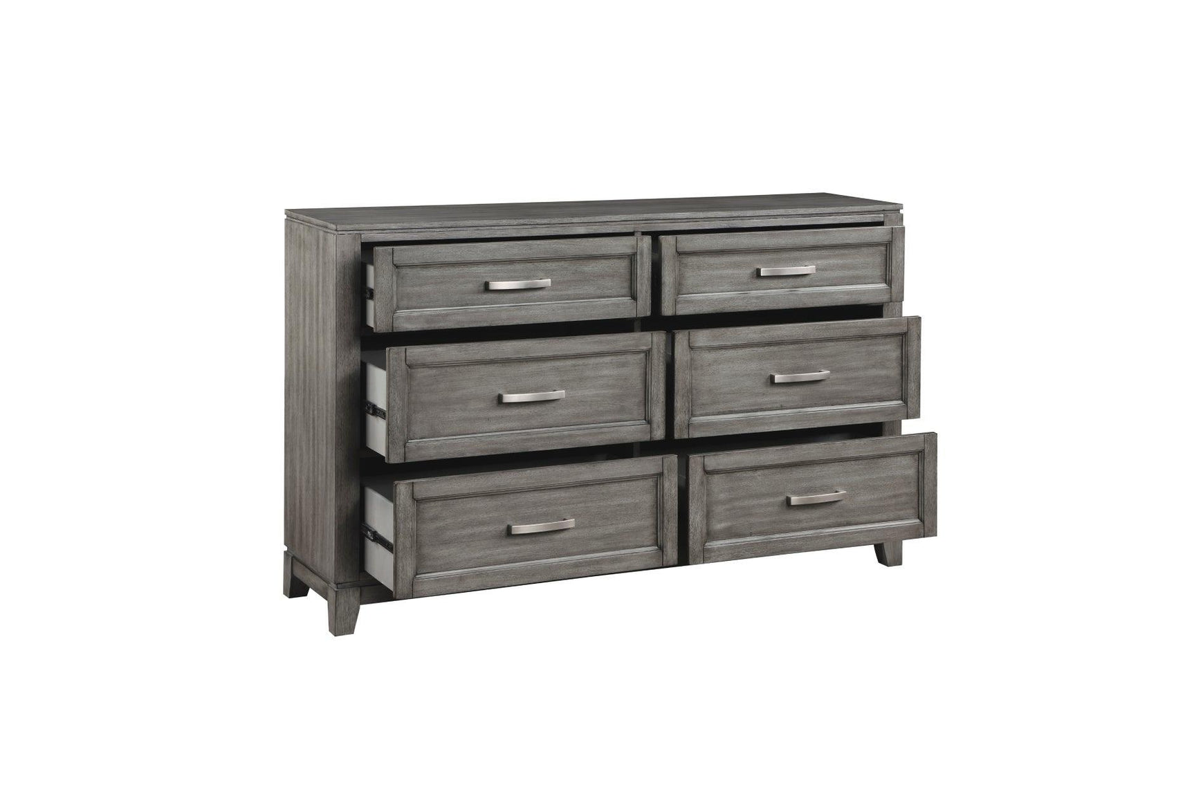 Garretson Gray Modern Transitional Okume Veneer Solid Wood Metal Storage Bedroom Set - Ella Furniture