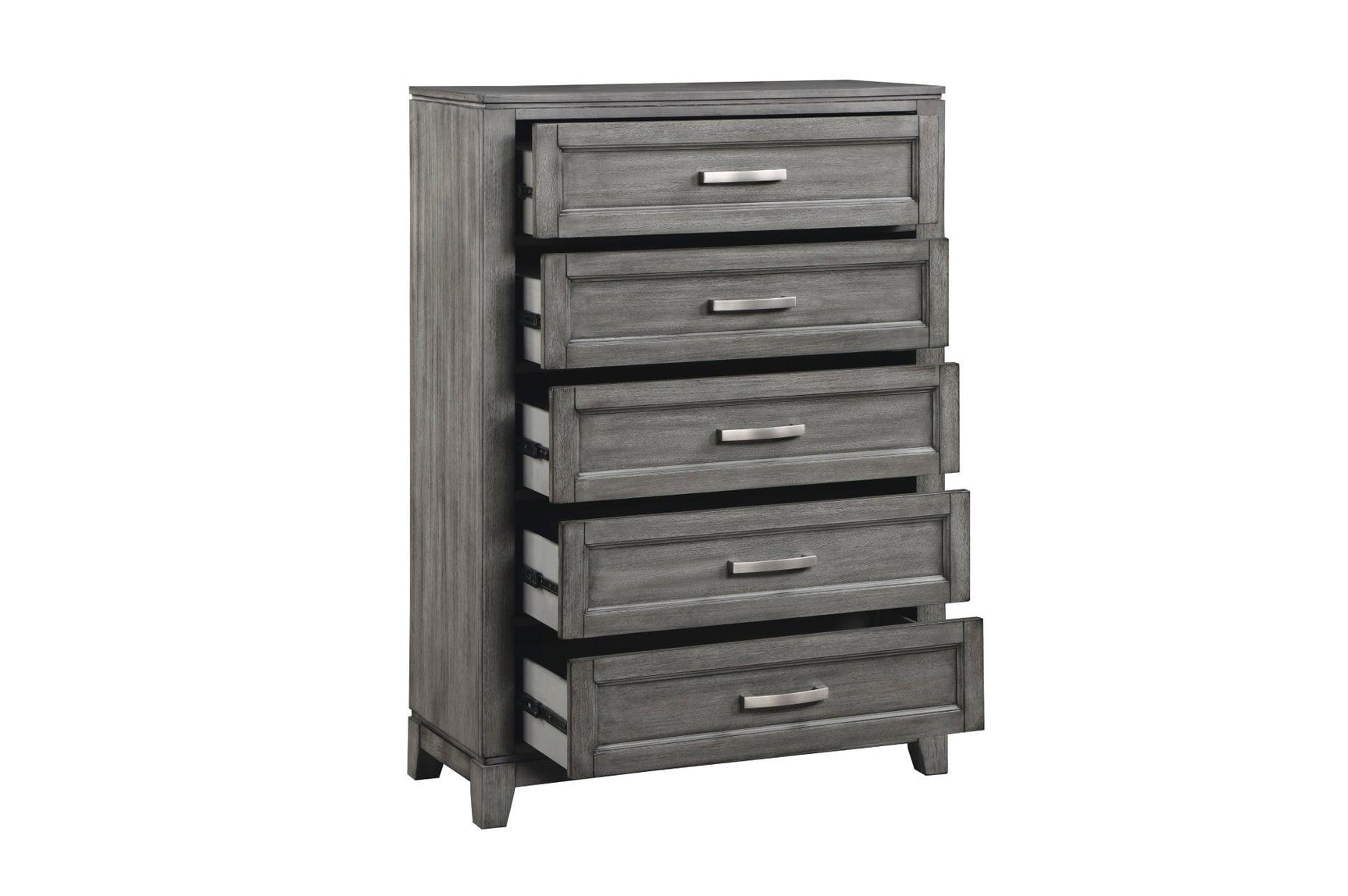 Garretson Gray Modern Transitional Okume Veneer Solid Wood Metal Storage Bedroom Set - Ella Furniture