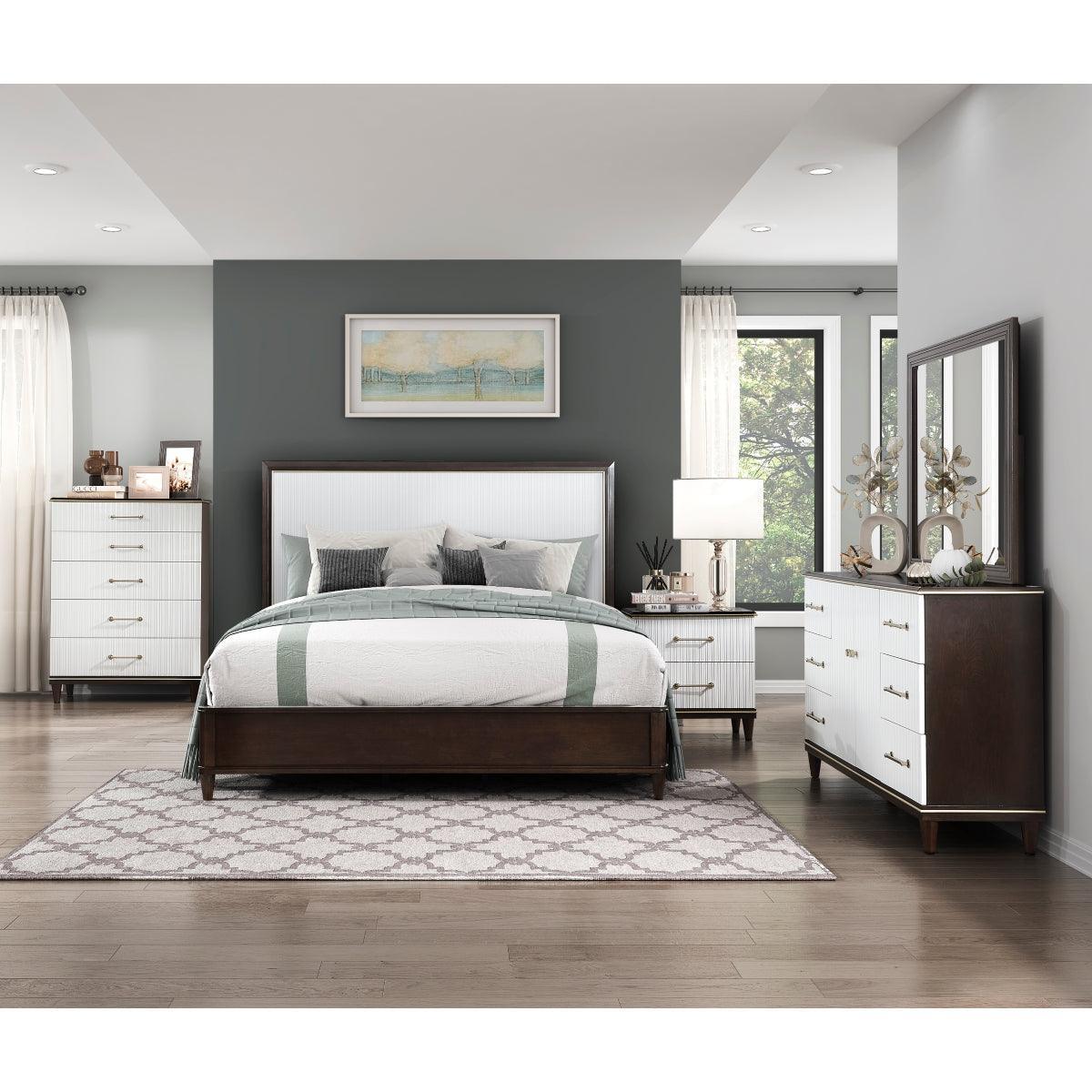 Sam White Cherry Panel King Bed