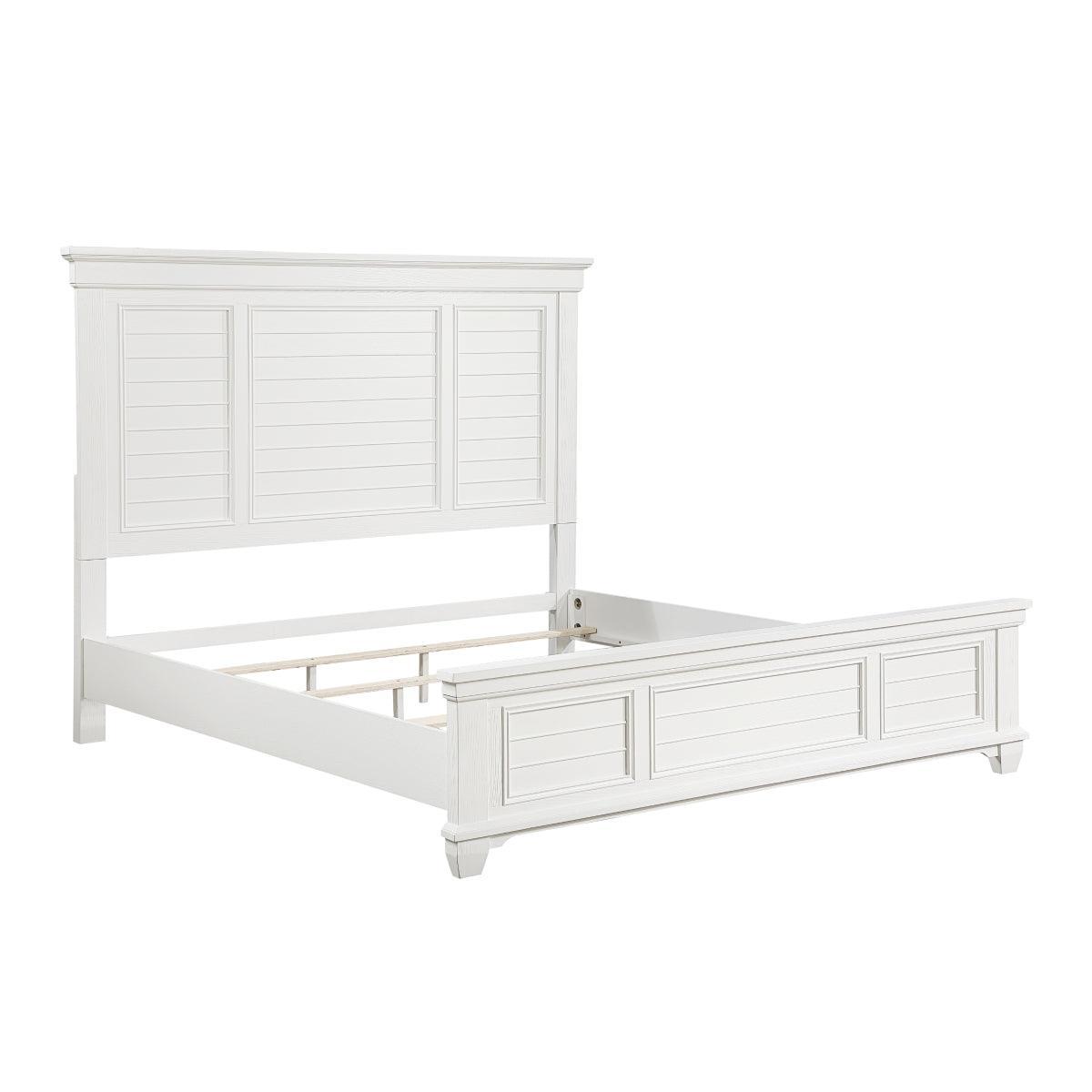 Mackinac White Modern Traditional Transitional Solid Wood King Bed - Ella Furniture