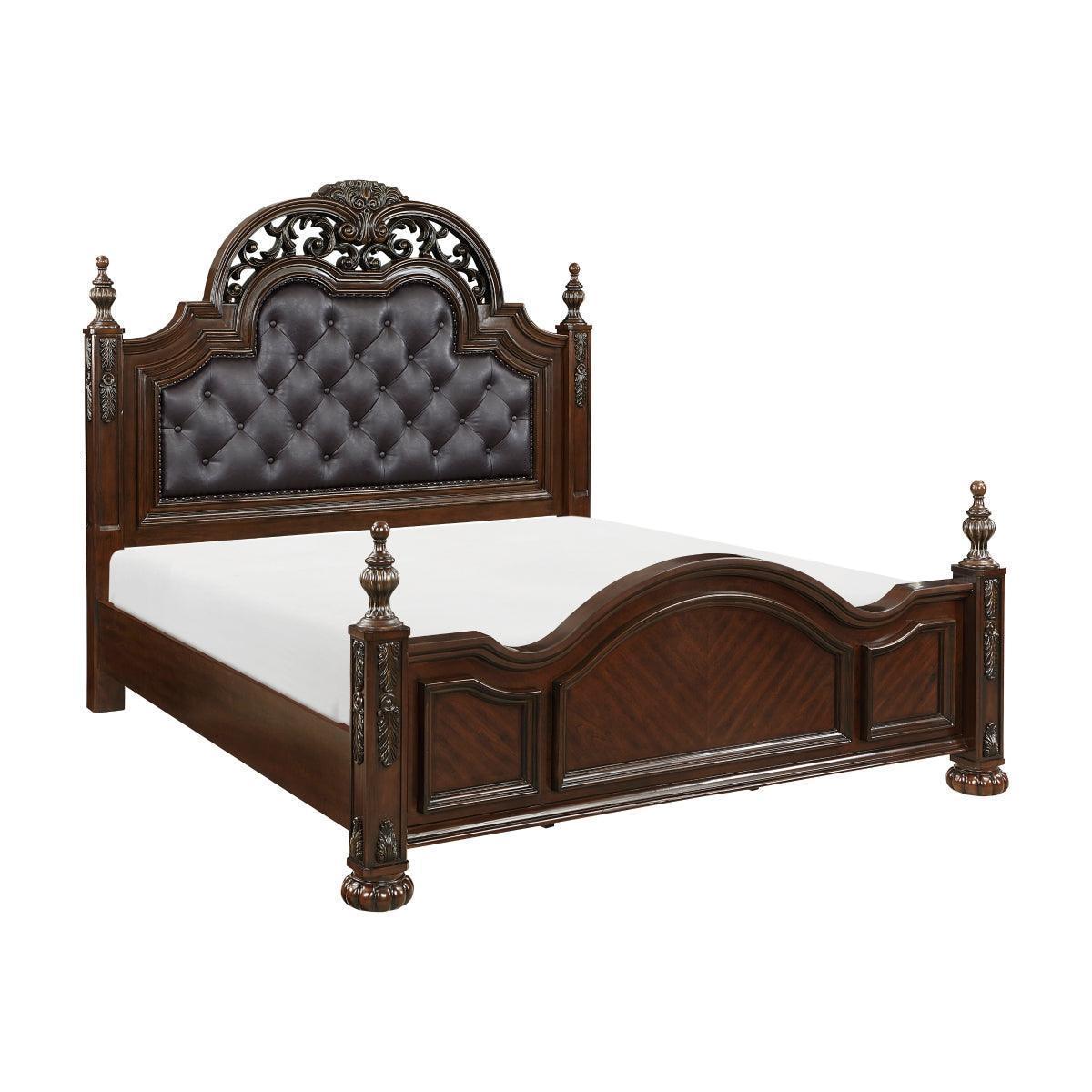 Owen Cherry Upholstered Panel Queen Bed