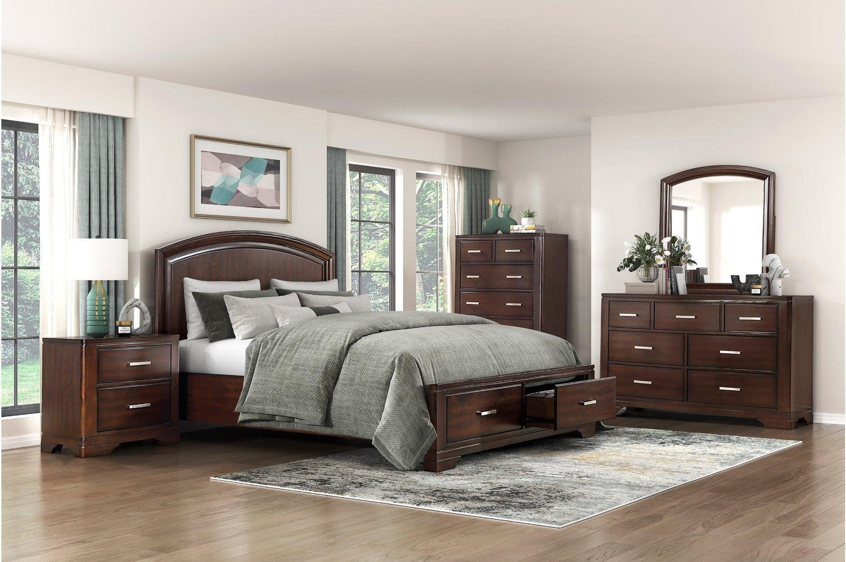 Hudson Cherry Storage Platform Bedroom Set