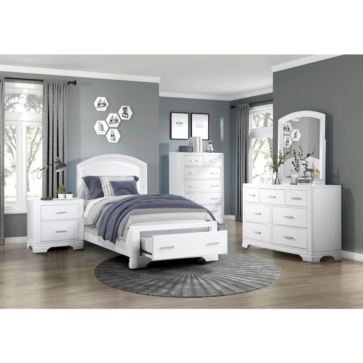 Hudson White Storage Platform Twin Bed