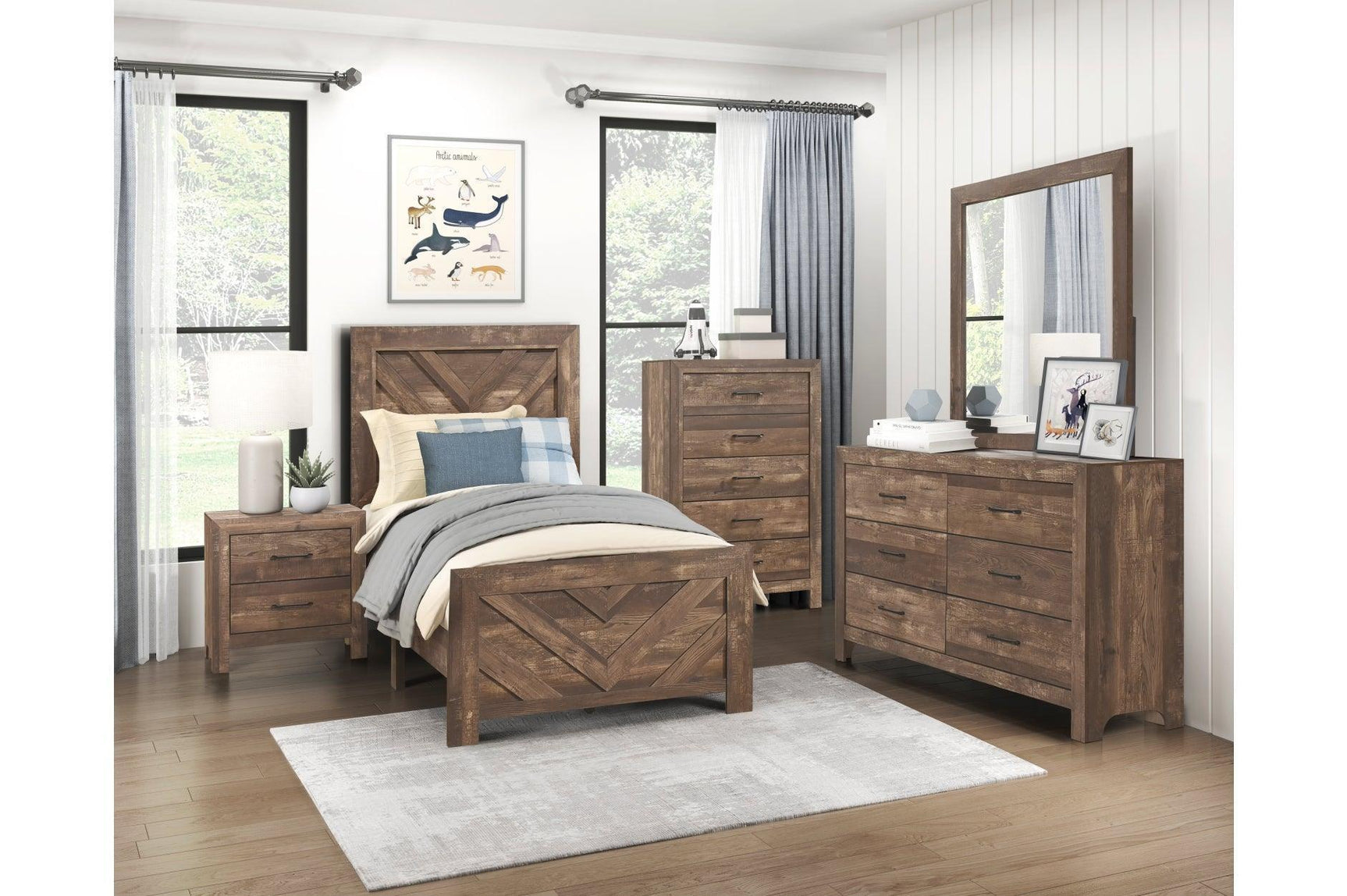 Corbin Rustic Brown Panel Bedroom Set